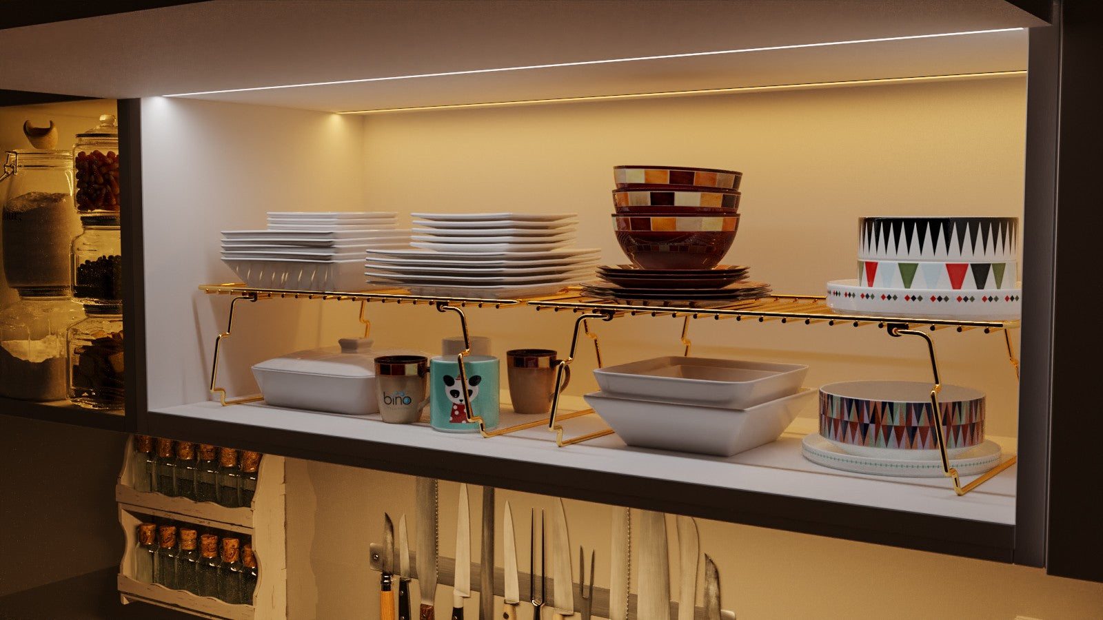 Verleihen Sie Ihrem Raum mit dem Dolap Ici Organizer Wandregal in Gold und Braun von Hanah Home einen Hauch von Luxus. Ideal für stilvolle Akzente!