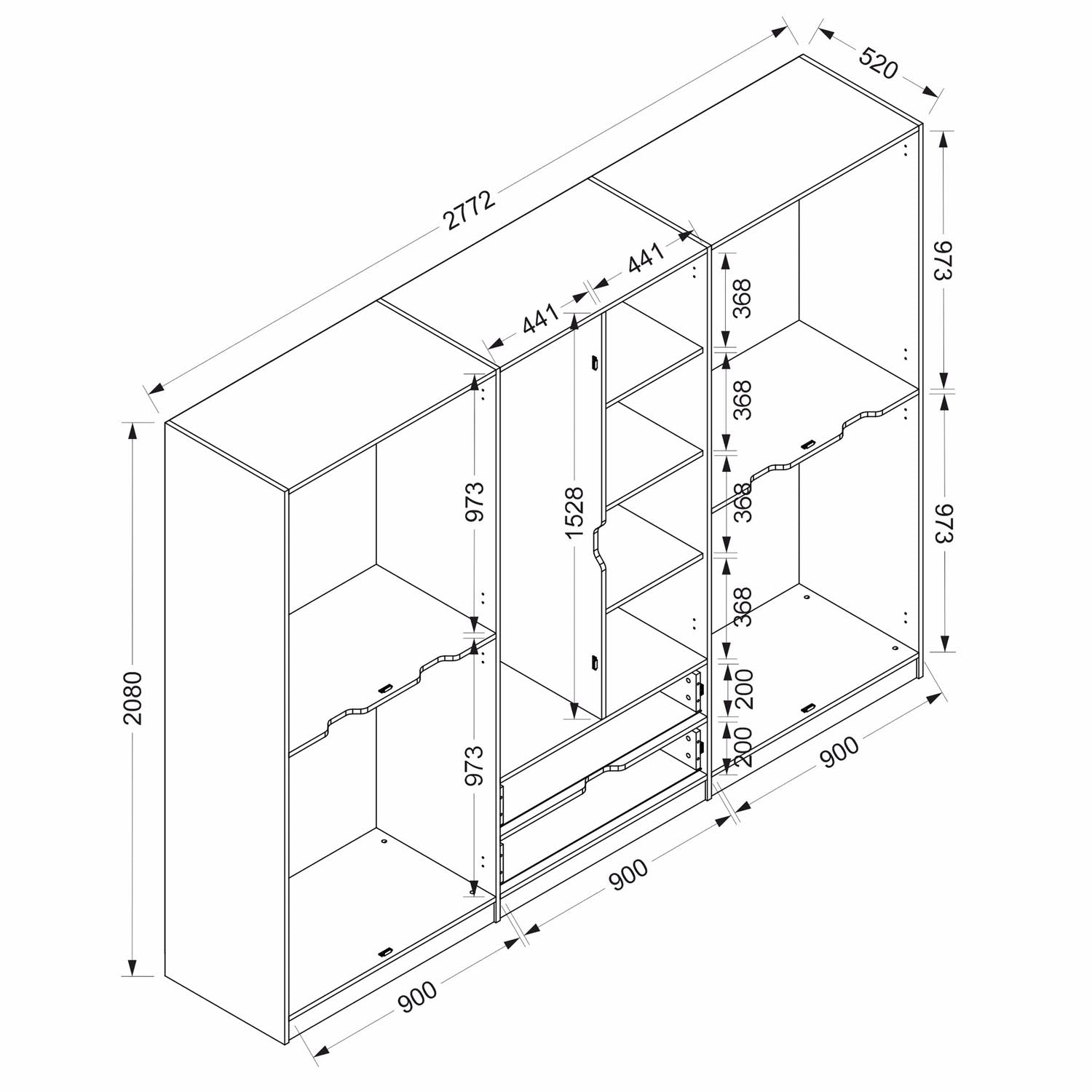 Erleben Sie mit der Elina Garderobe in Dore von Hanah Home stilvolle Ordnung und großzügigen Stauraum für Ihr Schlafzimmer!