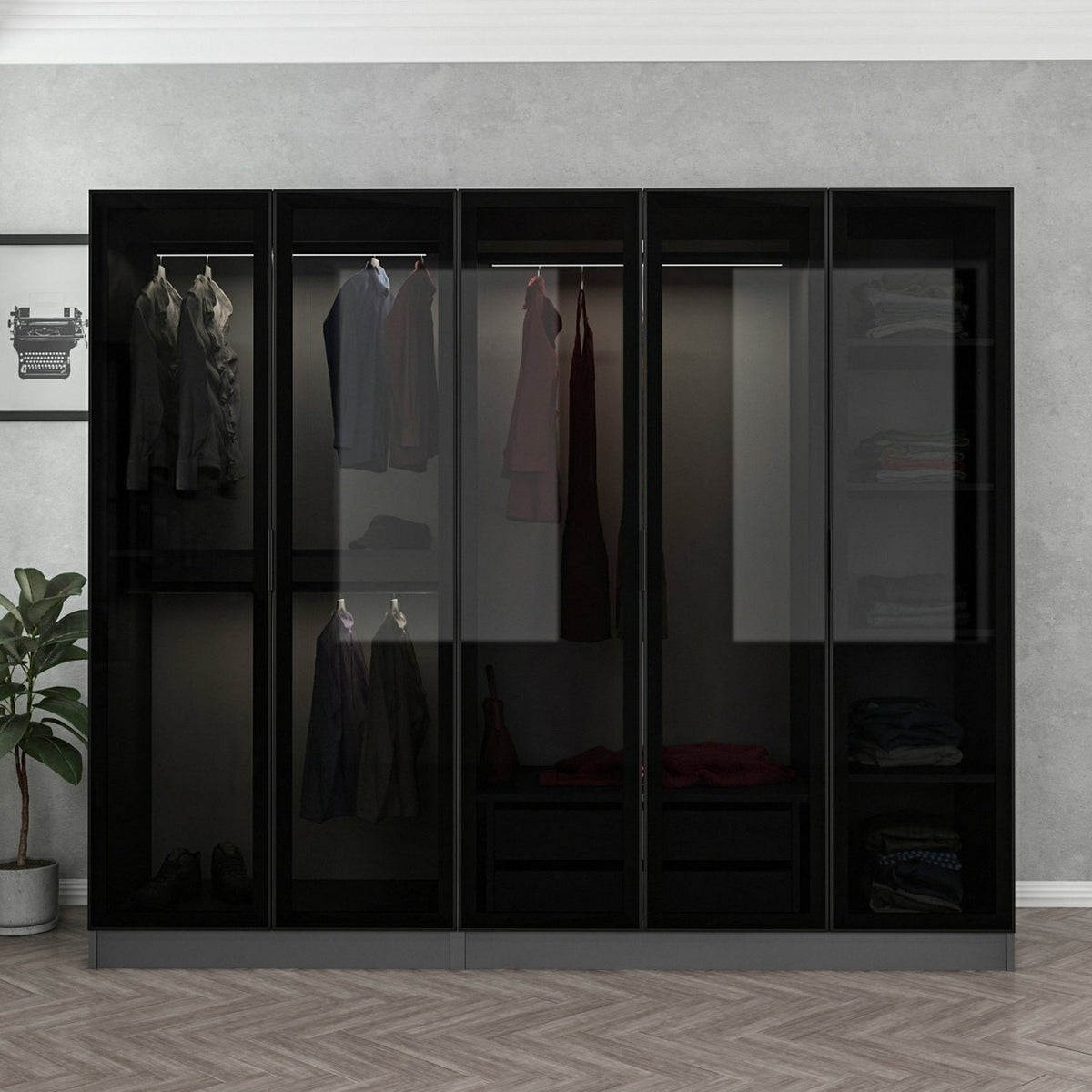 Kale Schrank - Anthrazit Schwarz in Anthrazit Schwarz präsentiert im Onlineshop von KAQTU Design AG. Drehtürenschrank ist von Hanah Home