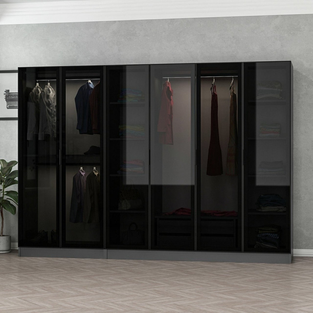 Kale Schrank - Anthrazit Schwarz in Anthrazit Schwarz präsentiert im Onlineshop von KAQTU Design AG. Drehtürenschrank ist von Hanah Home
