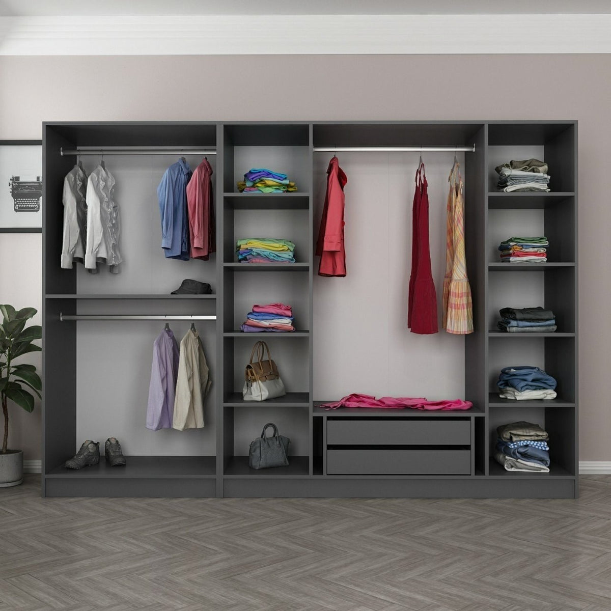 Kale Schrank - Anthrazit Schwarz in Anthrazit Schwarz präsentiert im Onlineshop von KAQTU Design AG. Drehtürenschrank ist von Hanah Home