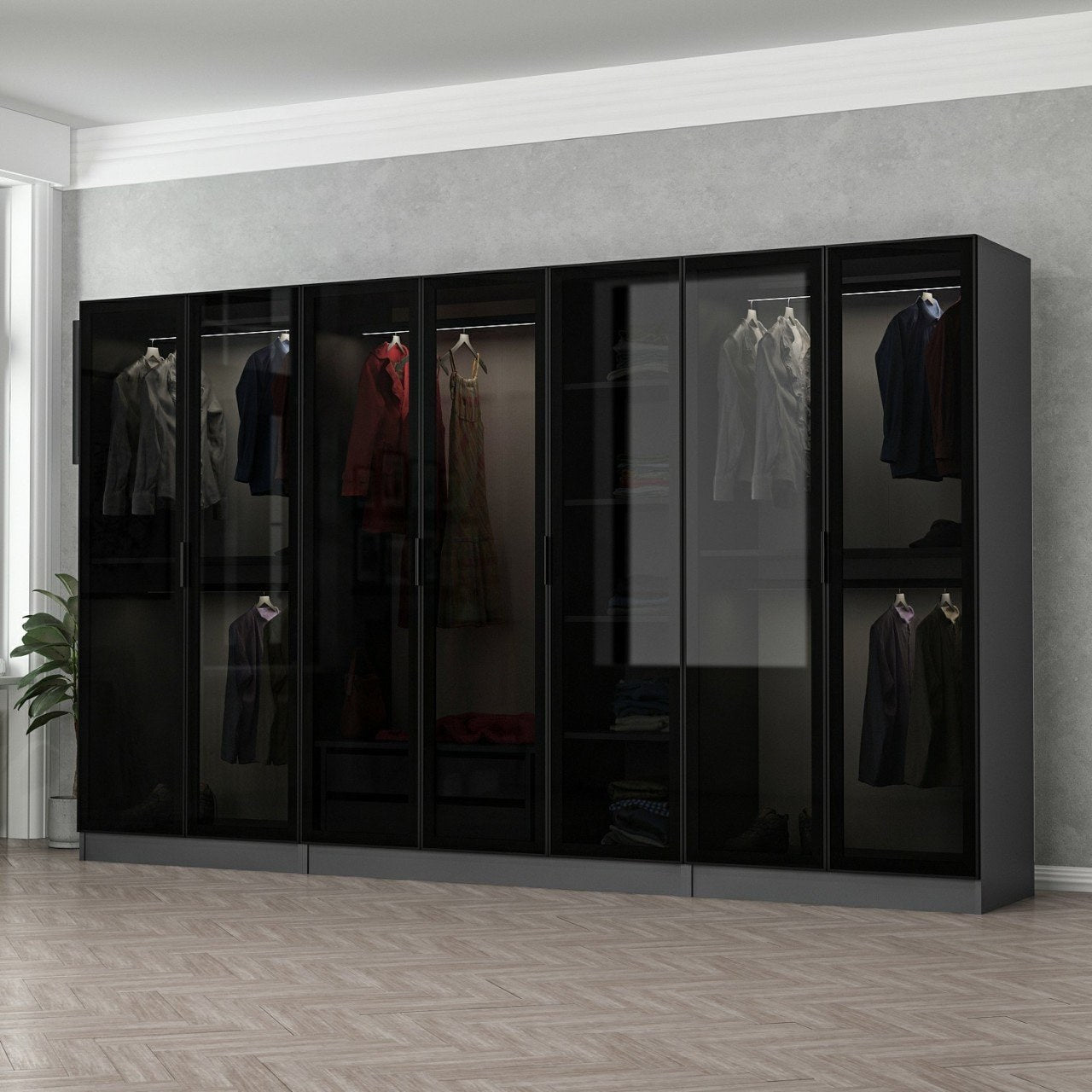 Entdecken Sie die elegante Kale Garderobe in Anthrazit Schwarz von Hanah Home. Stilvoll, funktional und ideal für jede Einrichtung!