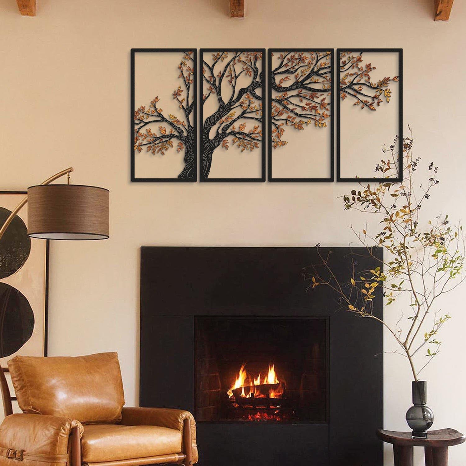 Entdecken Sie das Autumn Vibes Set of 4 von Wallity – stilvolle Wanddeko aus robustem Stahl in elegantem Schwarz, ideal für jeden Raum.