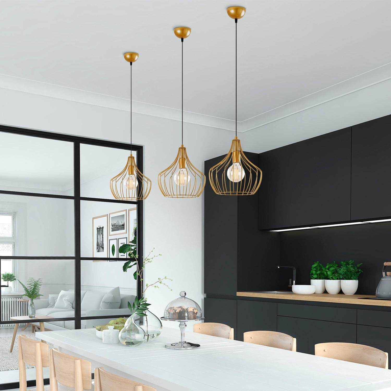 Entdecken Sie die Mezopotamya Pendelleuchte von Opviq in Gold – ein elegantes Design, das jeden Raum mit Glamour und Stil bereichert.