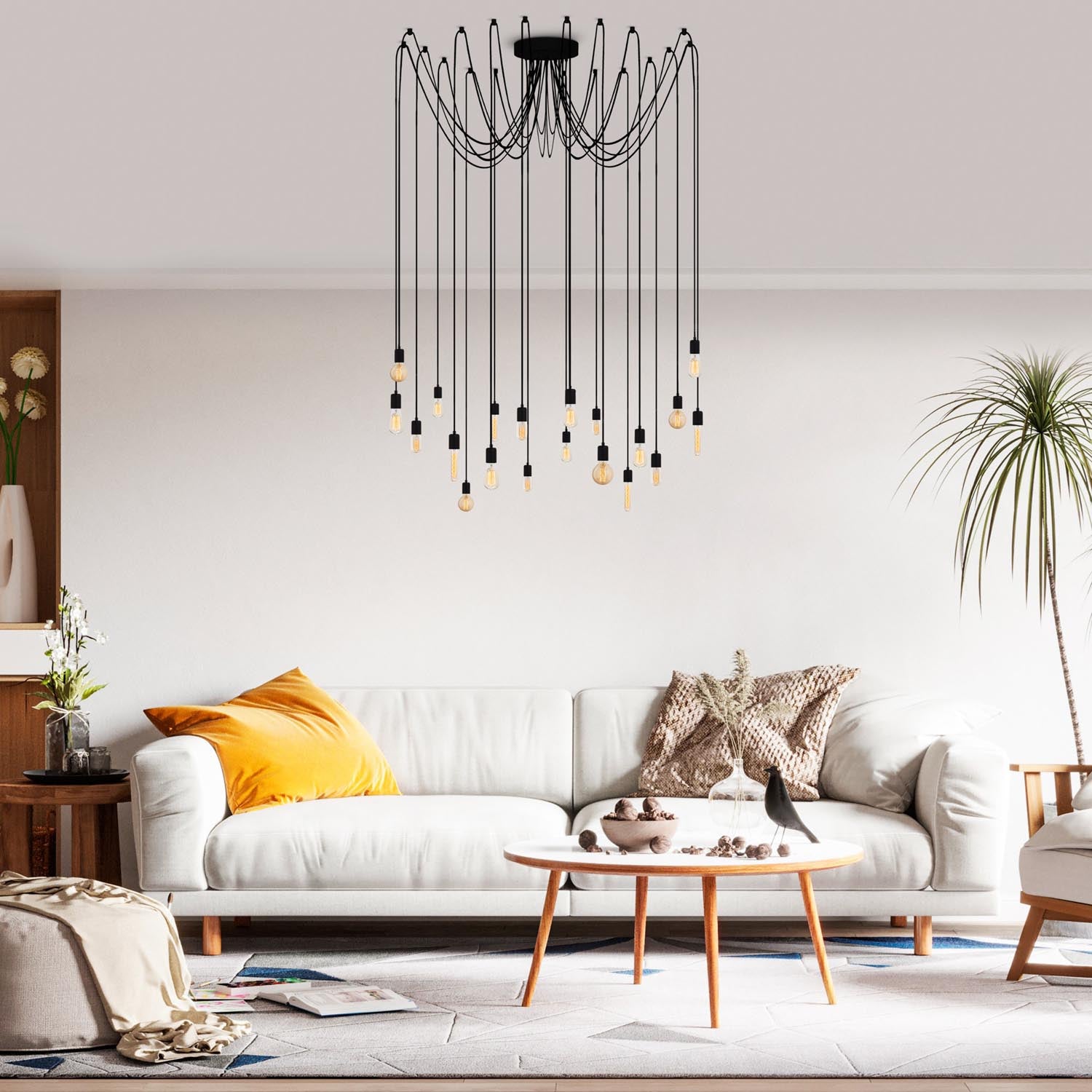 Verleihen Sie Ihrem Raum mit der Kabluni Pendelleuchte von Opviq in edlem Schwarz einen Hauch von Eleganz und modernem Flair. Ideal für jeden Anlass!