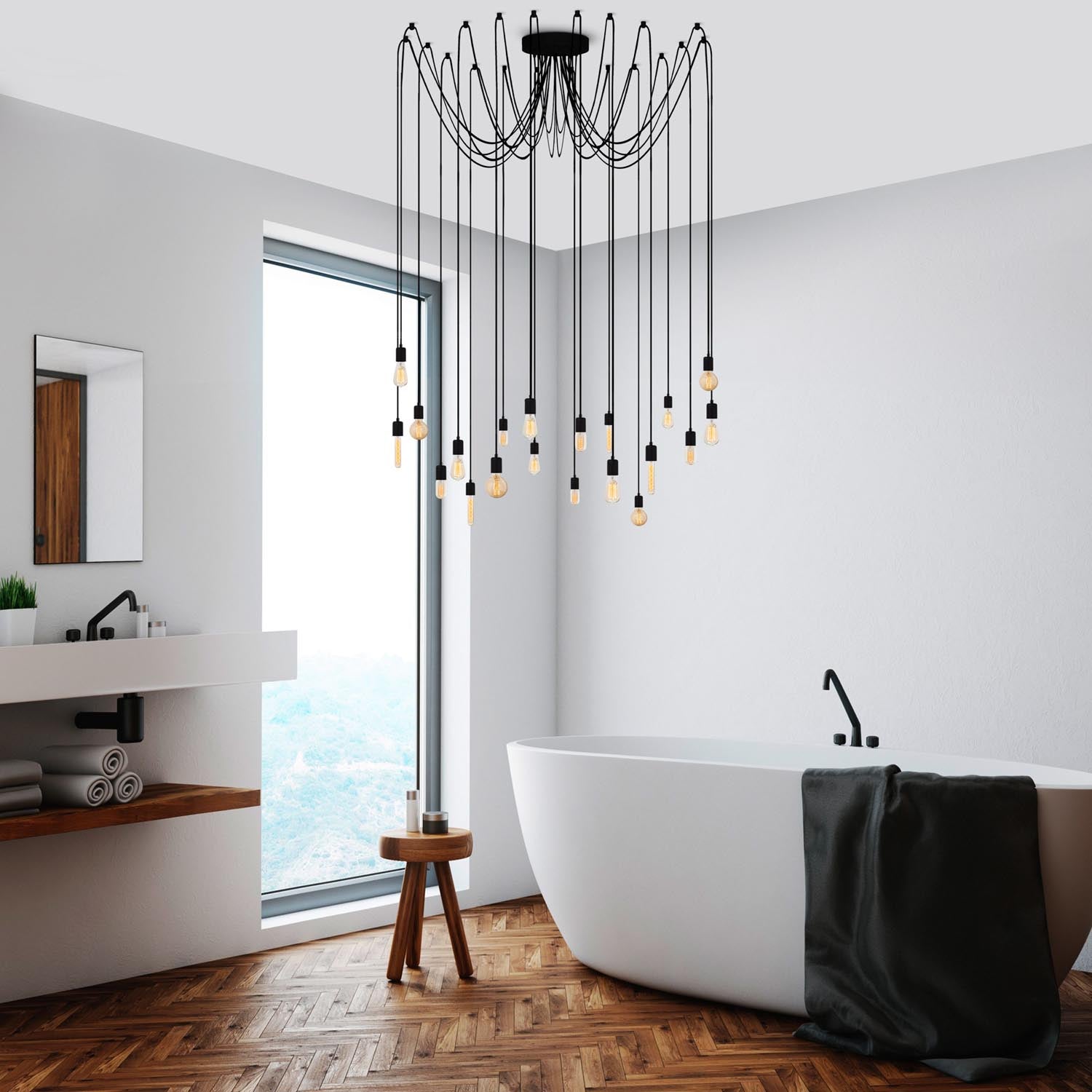 Setzen Sie mit der Kabluni Pendelleuchte von Opviq in elegantem Schwarz stilvolle Akzente in Ihrem Zuhause. Perfekt für jede Einrichtung!