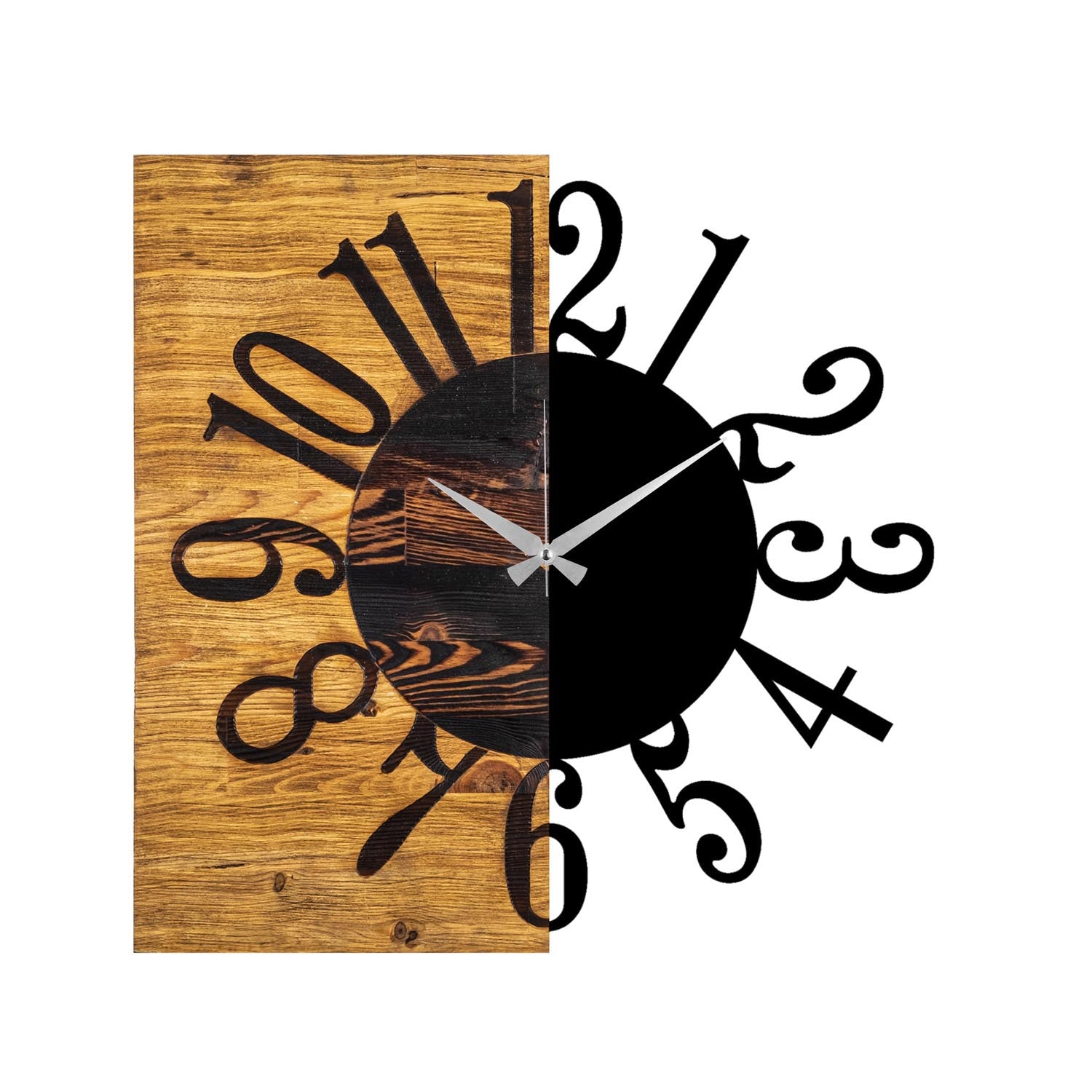 Wooden Clock 7 in Walnuss Schwarz präsentiert im Onlineshop von KAQTU Design AG. Wanduhr ist von Wallity