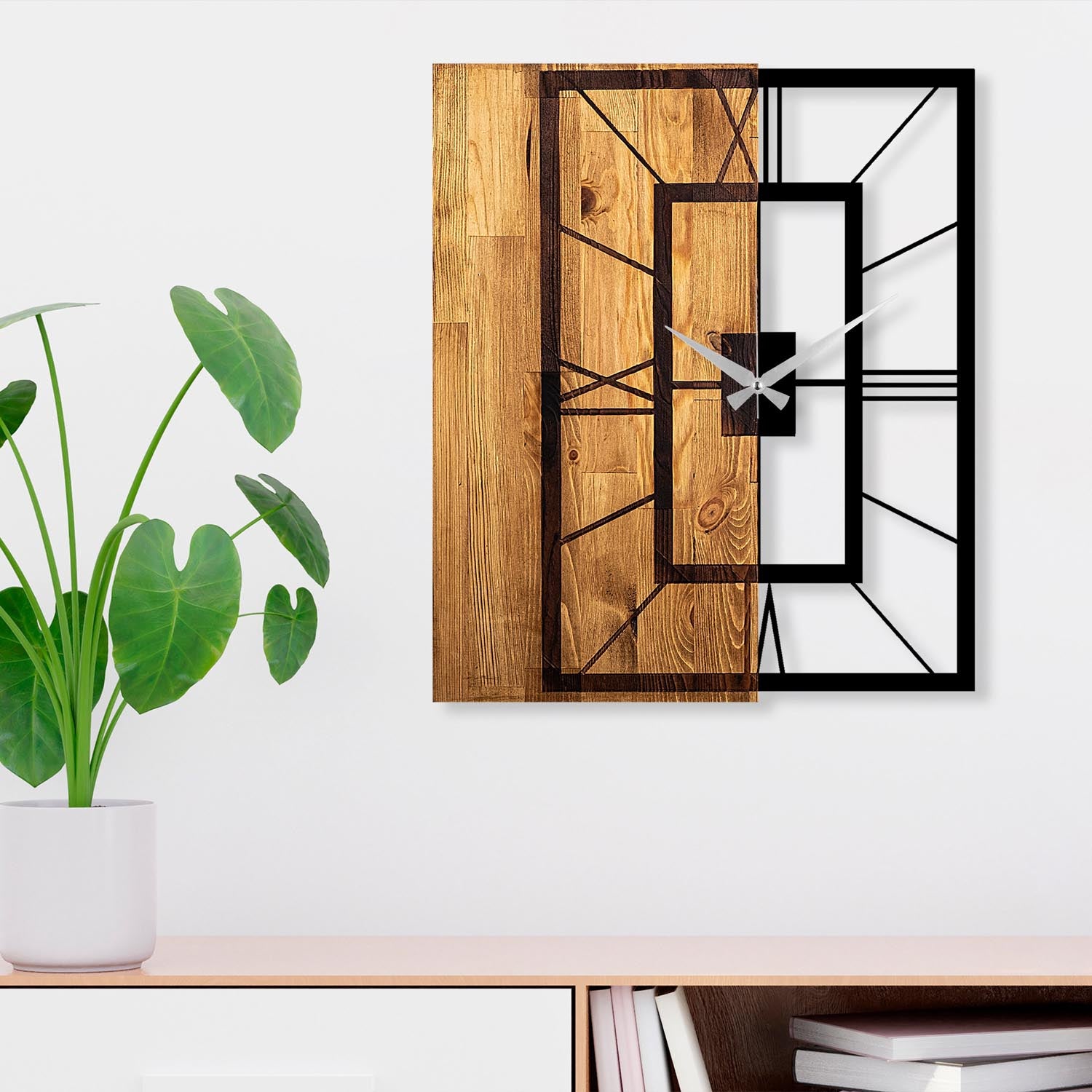 Entdecken Sie die elegante Wooden Clock 37 in Lichtwalnuss Schwarz von Wallity. Diese stilvolle Wanduhr vereint zeitloses Design und hochwertige Materialien.