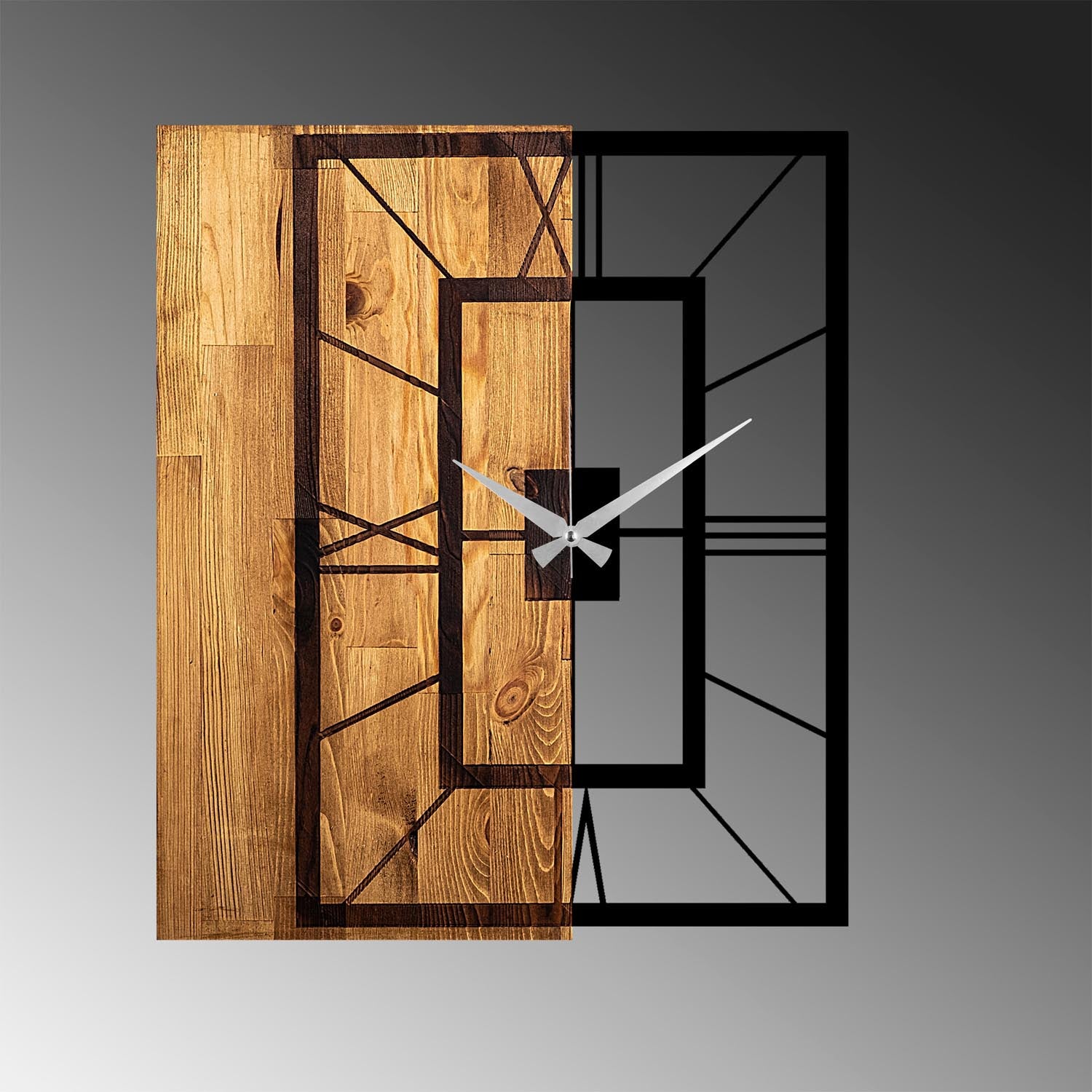 Entdecken Sie die Wooden Clock 37 in Lichtwalnuss Schwarz von Wallity – eine stilvolle Wanduhr, die Ihr Zuhause mit natürlicher Eleganz bereichert.
