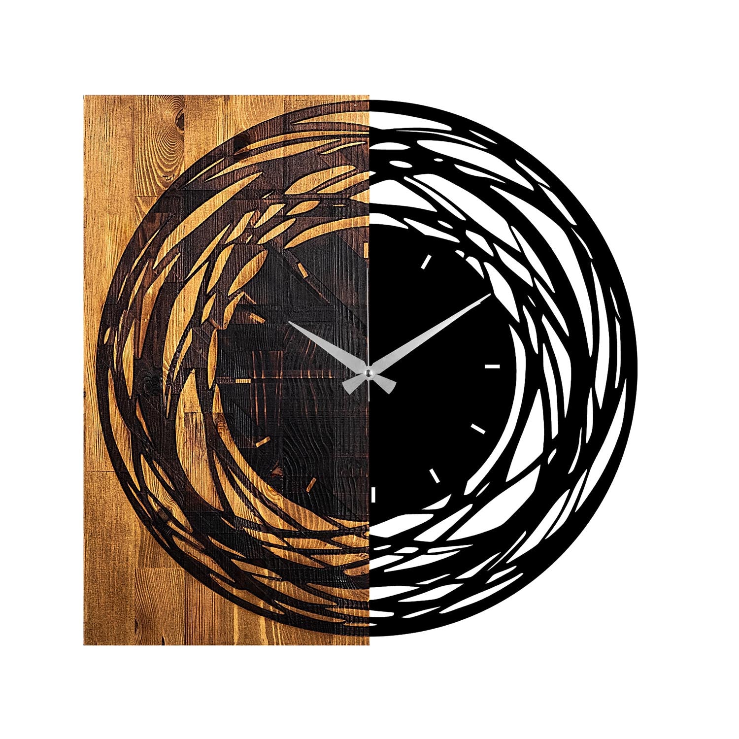Wooden Clock 39 in Lichtwalnuss Schwarz präsentiert im Onlineshop von KAQTU Design AG. Wanduhr ist von Wallity