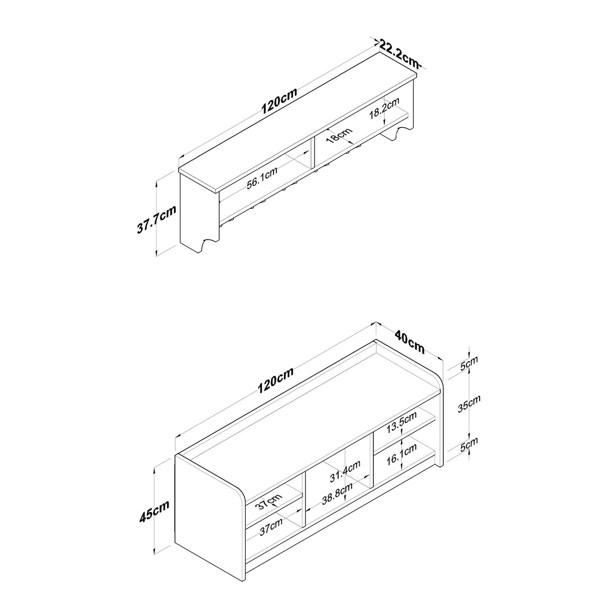 P2 Garderobe - Weisser Walnuss in Weisser Walnuss präsentiert im Onlineshop von KAQTU Design AG. Garderobe ist von Hanah Home