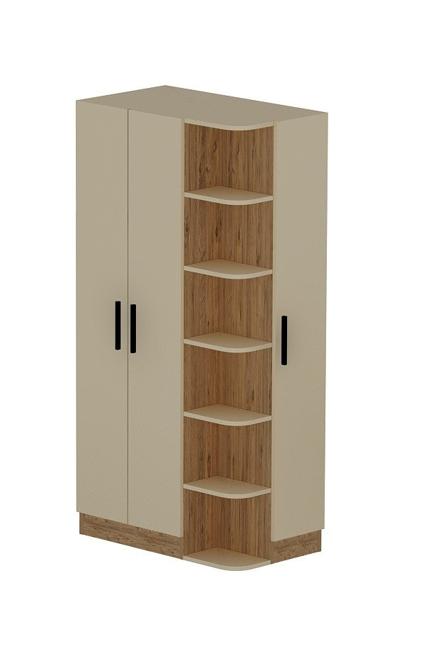 Entdecken Sie die Luses Garderobe von Hanah Home in atlantischer Kiefer Beige – der ideale Kleiderschrank für stilvolle Ordnung und elegantes Design!