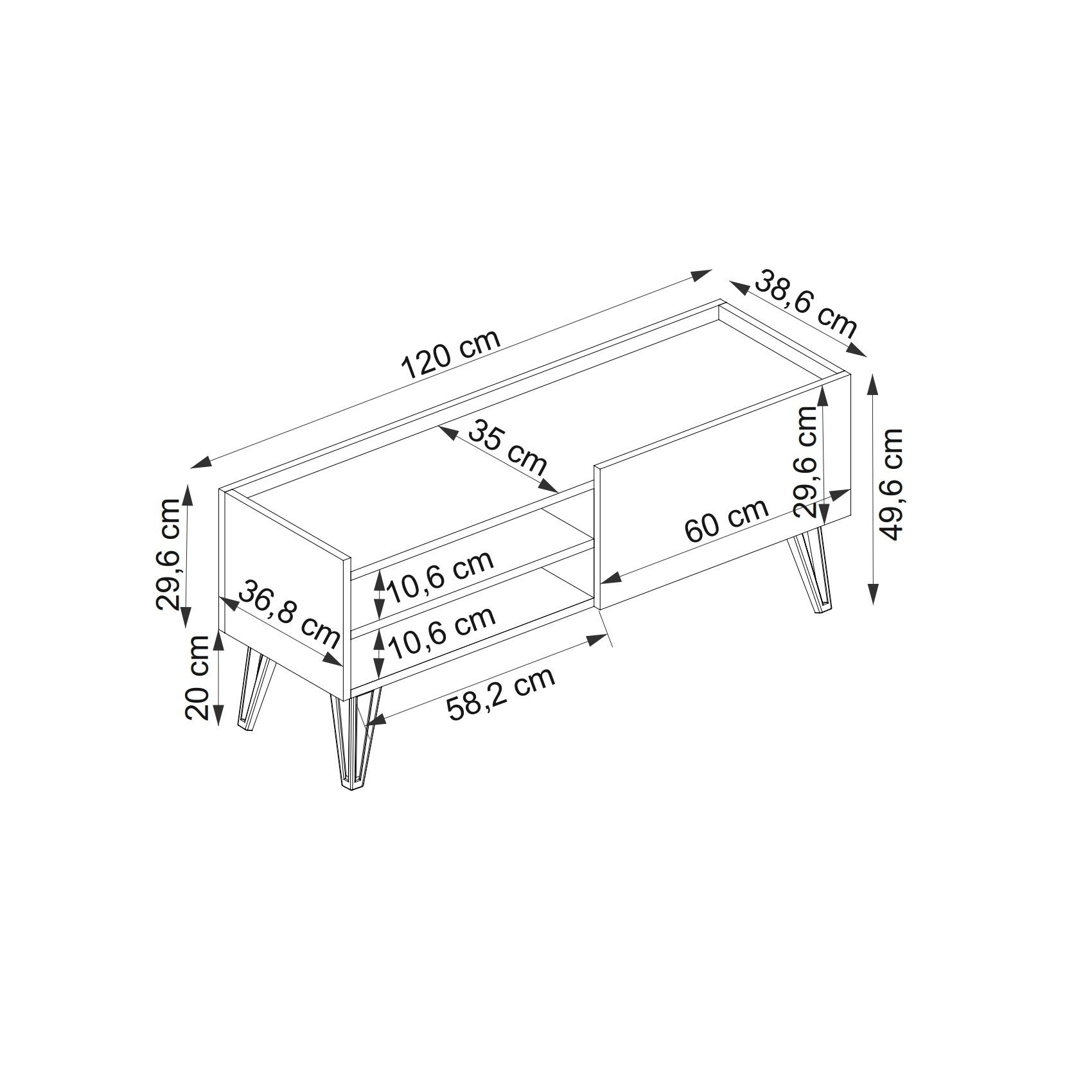 Gestalten Sie Ihr Wohnzimmer mit dem Viper Sideboard von Hanah Home in Saphir und Anthrazit – ein modernes Design, das Eleganz und Funktionalität vereint.