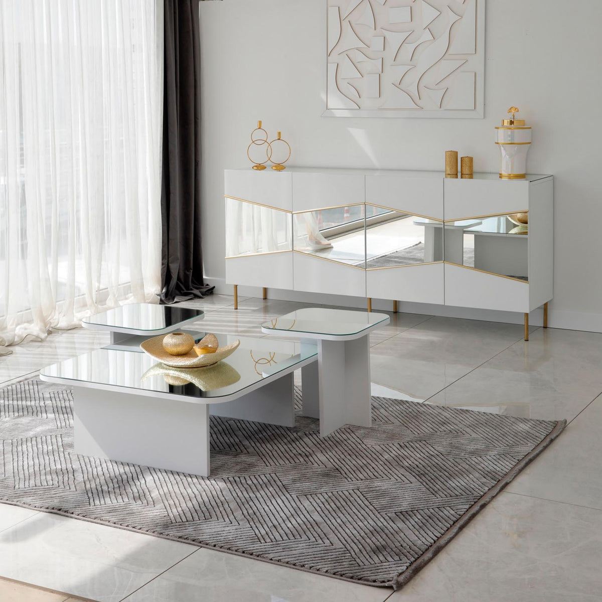 Jazz Sofatisch - Weiss in Weiss präsentiert im Onlineshop von KAQTU Design AG. Couchtisch ist von Hanah Home