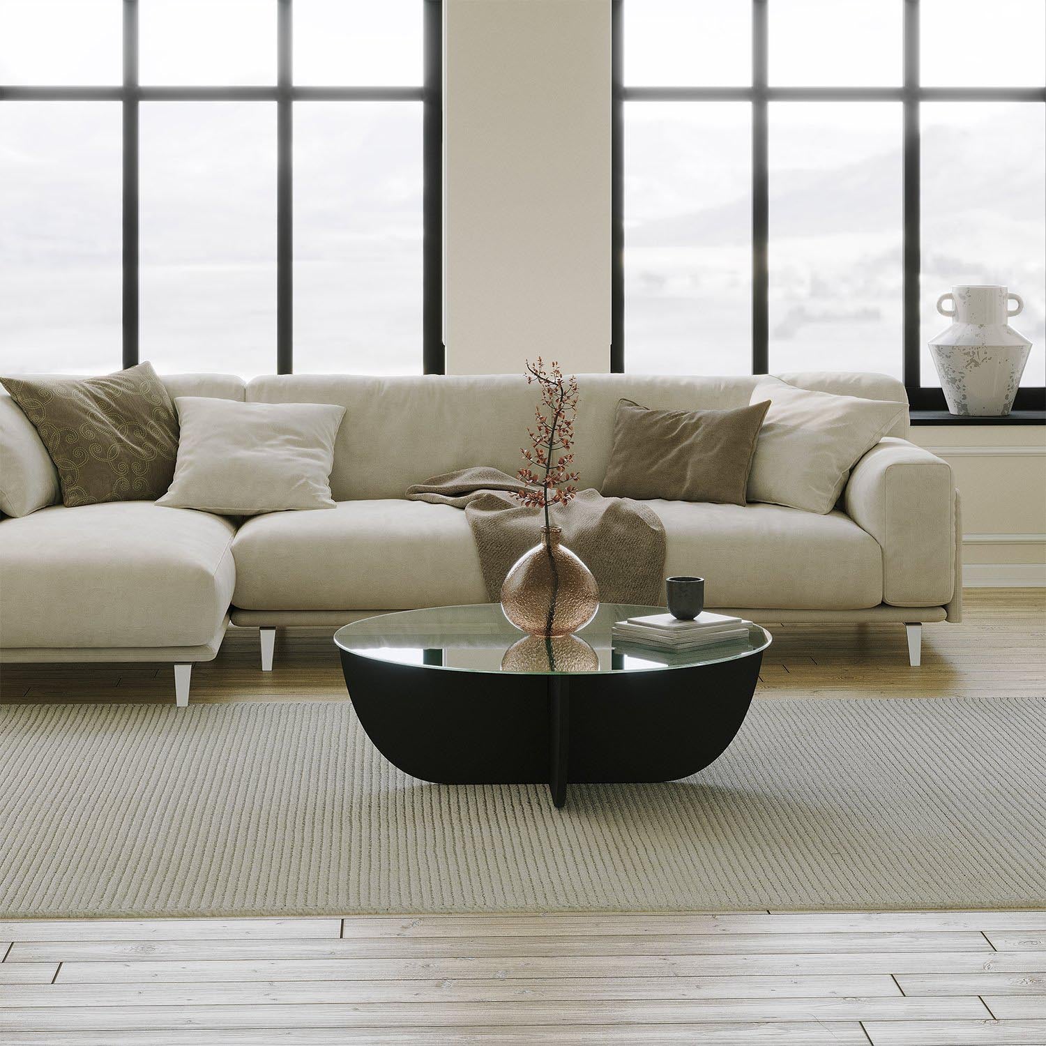 Entdecken Sie den eleganten Lily Sofatisch in Schwarz von Hanah Home – ein stilvolles Highlight für Ihr modernes Zuhause, das Funktionalität und Design vereint.