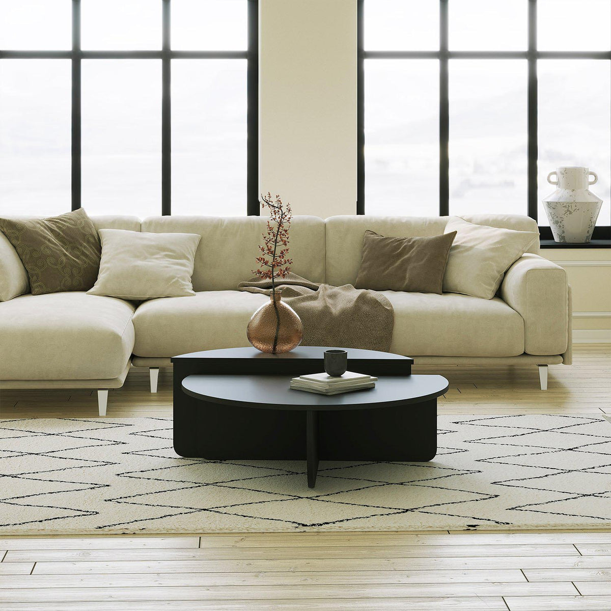Podium Sofatisch - Schwarz in Schwarz präsentiert im Onlineshop von KAQTU Design AG. Couchtisch ist von Hanah Home