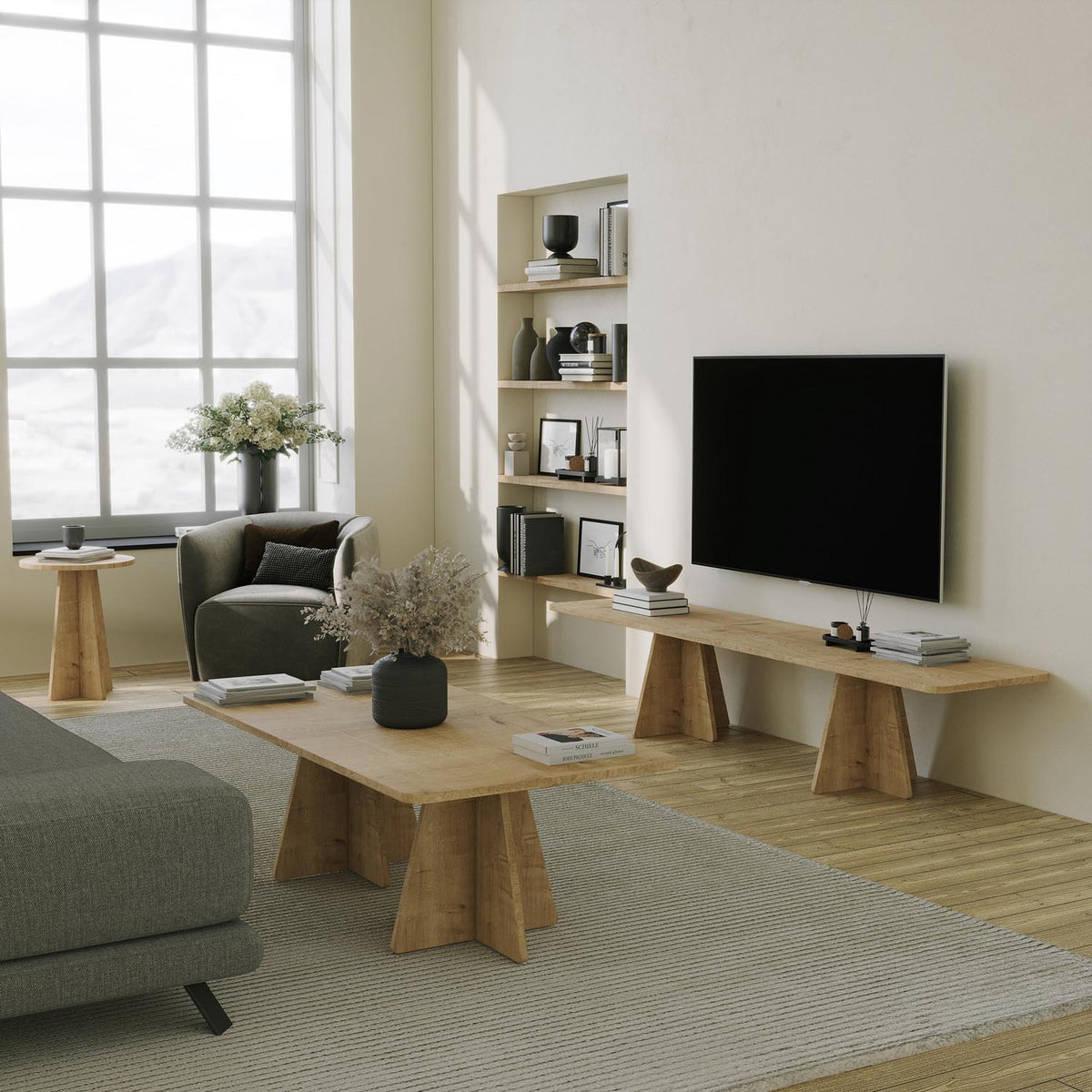 Mushroom 2 Sofatisch - Saphir- Eiche in Saphir- Eiche präsentiert im Onlineshop von KAQTU Design AG. Couchtisch ist von Hanah Home