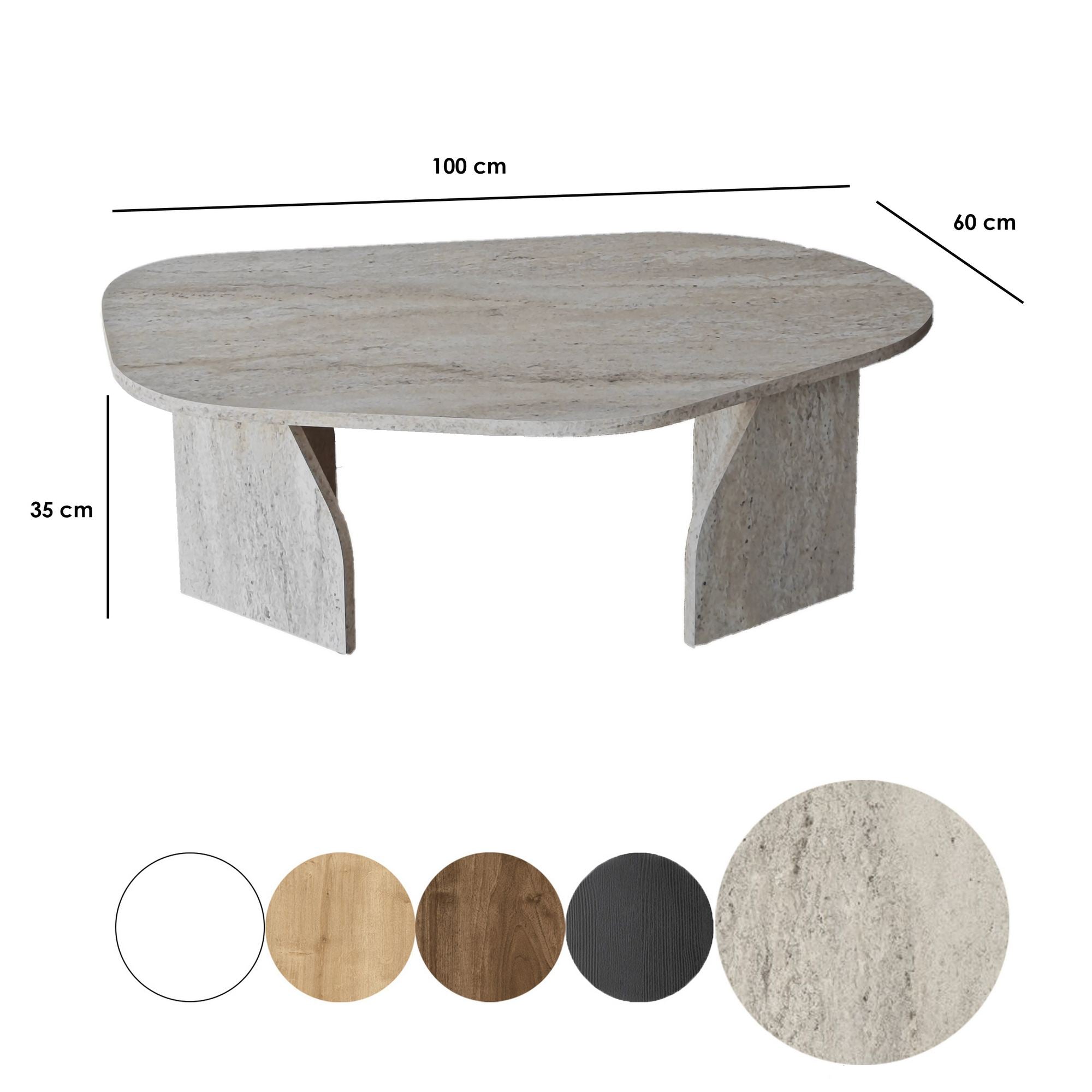 Verleihen Sie Ihrem Wohnzimmer mit dem eleganten Travertin-Couchtisch "Rock" von Hanah Home einen Hauch von Luxus und Funktionalität.