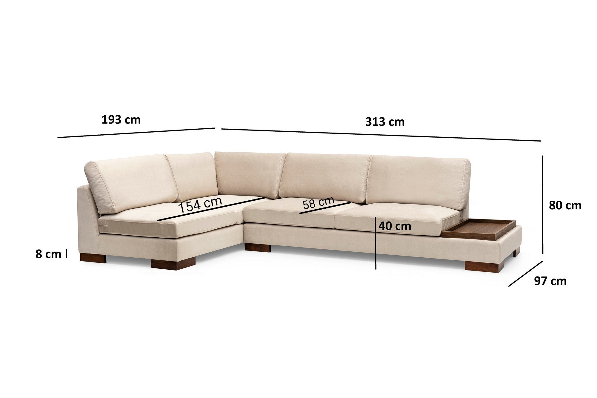 Entdecken Sie das Tulip Ecksofa in Beige von Atelier Del Sofa – ein stilvolles Möbelstück, das Komfort und Eleganz in Ihr Zuhause bringt.