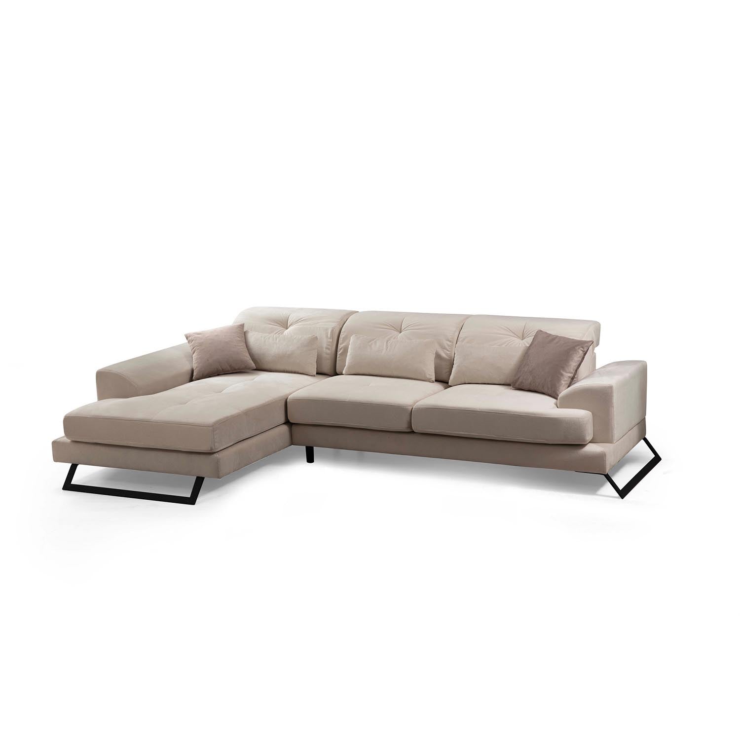 Frido Corner Left (Chl+3R) - Ecru in Ecru präsentiert im Onlineshop von KAQTU Design AG. Ecksofa ist von Atelier Del Sofa