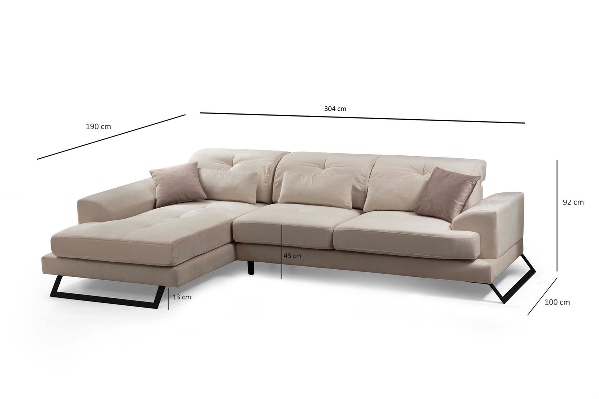 Frido Corner Left (Chl+3R) Ecksofa - Ecru in Ecru präsentiert im Onlineshop von KAQTU Design AG. Ecksofa ist von Atelier Del Sofa