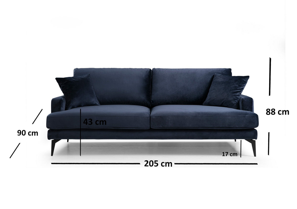 Papira 3 Sitzer Sofa - Marineblau in Marineblau präsentiert im Onlineshop von KAQTU Design AG. 3er Sofa ist von Atelier Del Sofa