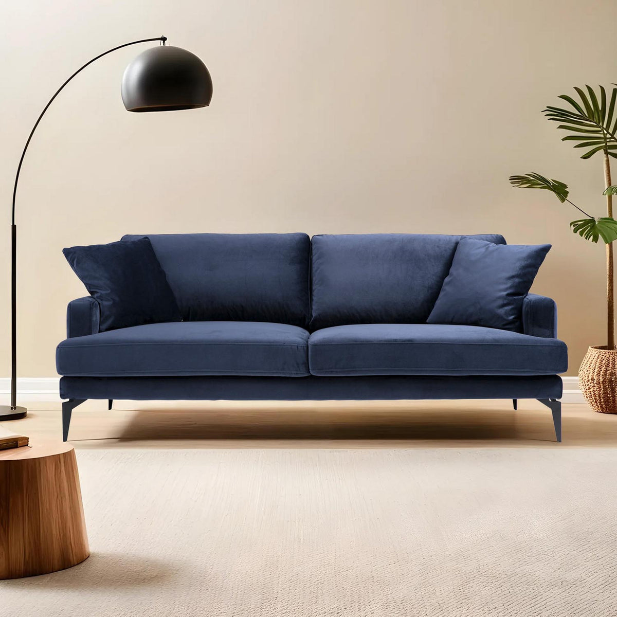 Papira 3 Sitzer Sofa - Marineblau in Marineblau präsentiert im Onlineshop von KAQTU Design AG. 3er Sofa ist von Atelier Del Sofa