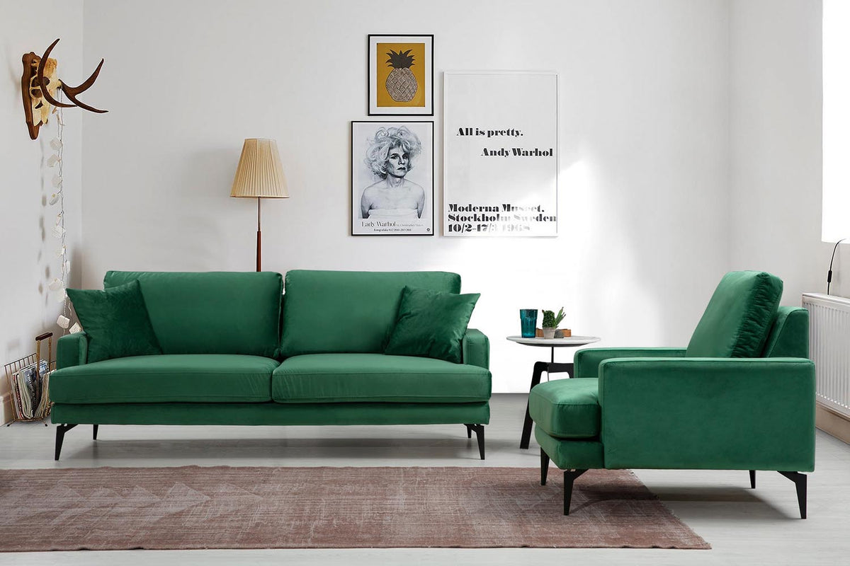 Papira 3 Sitzer Sofa - Grün in Grün präsentiert im Onlineshop von KAQTU Design AG. 3er Sofa ist von Atelier Del Sofa