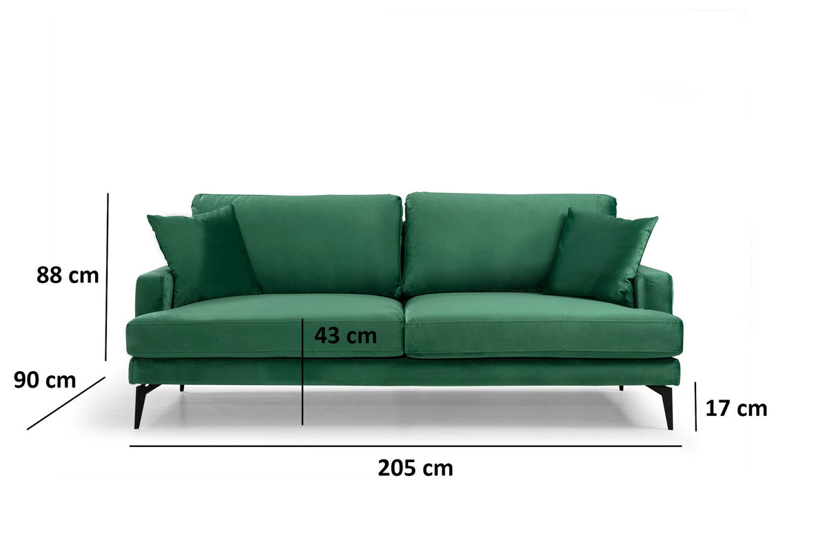 Papira 3 Sitzer Sofa - Grün in Grün präsentiert im Onlineshop von KAQTU Design AG. 3er Sofa ist von Atelier Del Sofa