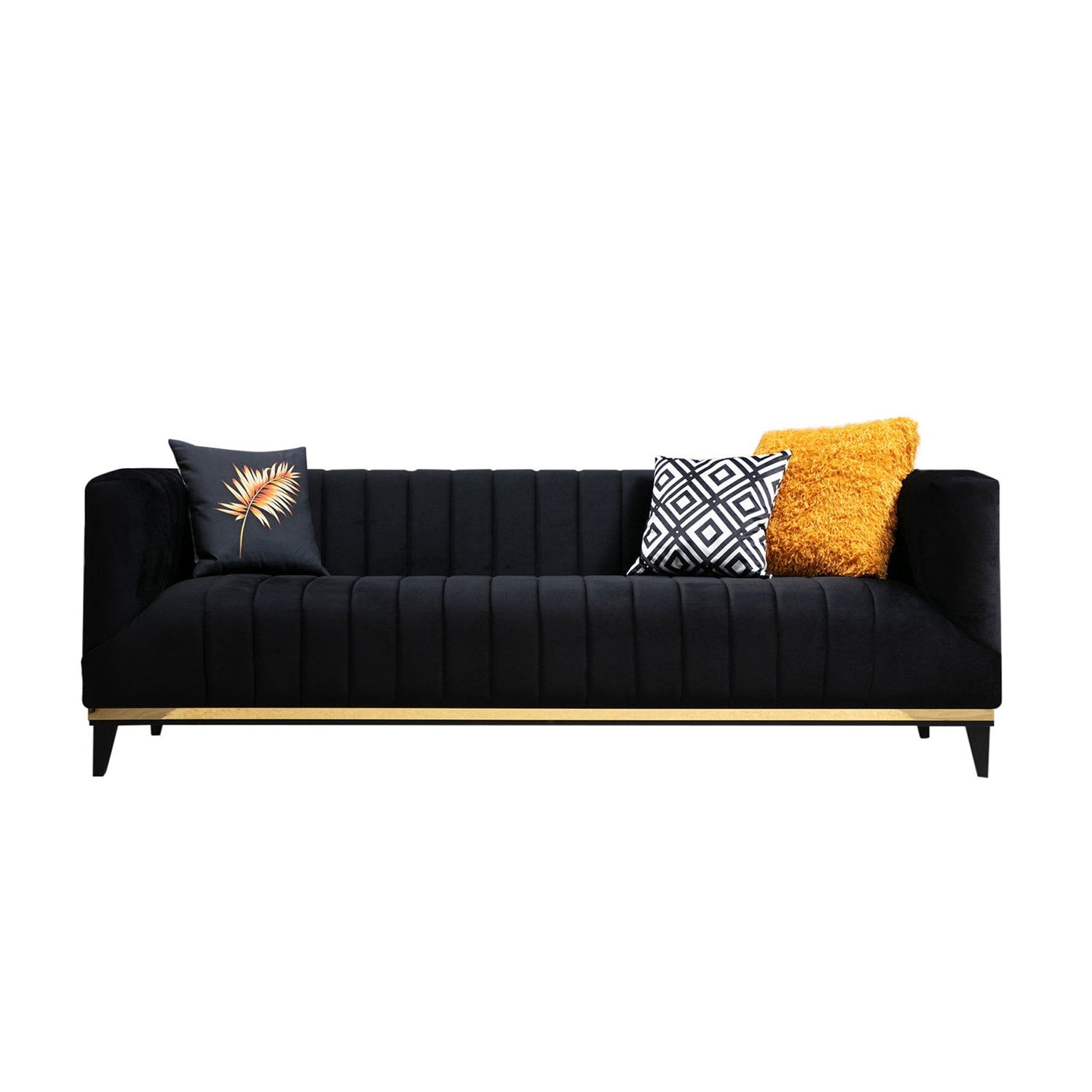 Bellino - Black in Schwarz Gold präsentiert im Onlineshop von KAQTU Design AG. 3er Sofa ist von Atelier Del Sofa