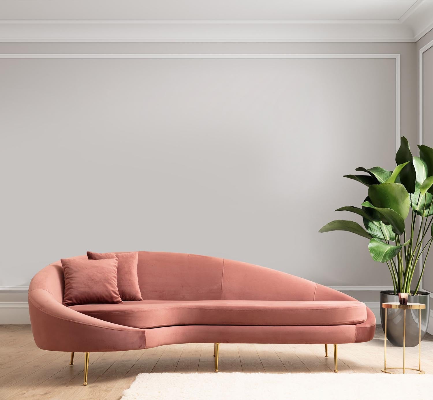 Entdecken Sie das Eses Left 3er Sofa in Rosa von Atelier Del Sofa – ein stilvolles Möbelstück, das Luxus und Komfort vereint.