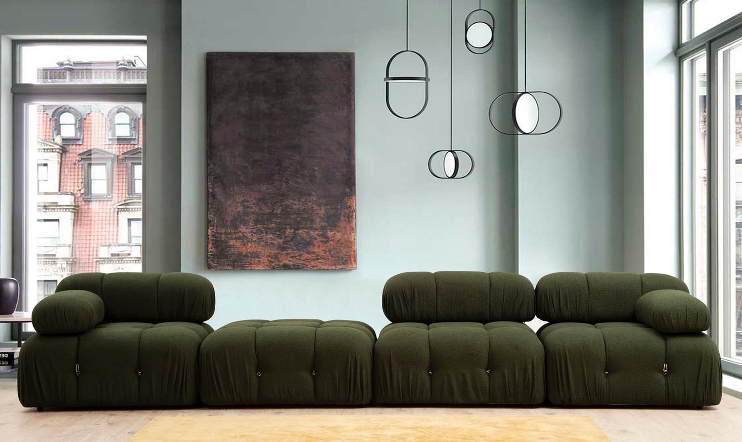 Entdecken Sie das Bubble L1 Sofa in Grün von Atelier Del Sofa – ein stilvolles, modulares Möbelstück, das Ruhe und Eleganz in Ihr Zuhause bringt.