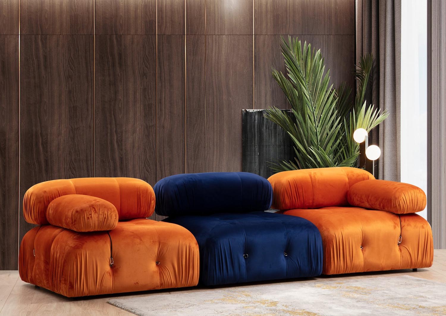 Erleben Sie das modulare Bubble L1 Sofa in lebhaftem Orange von Atelier Del Sofa. Ideal für jeden Wohnraum, bietet es höchsten Komfort und vielseitige Gestaltungsmöglichkeiten!