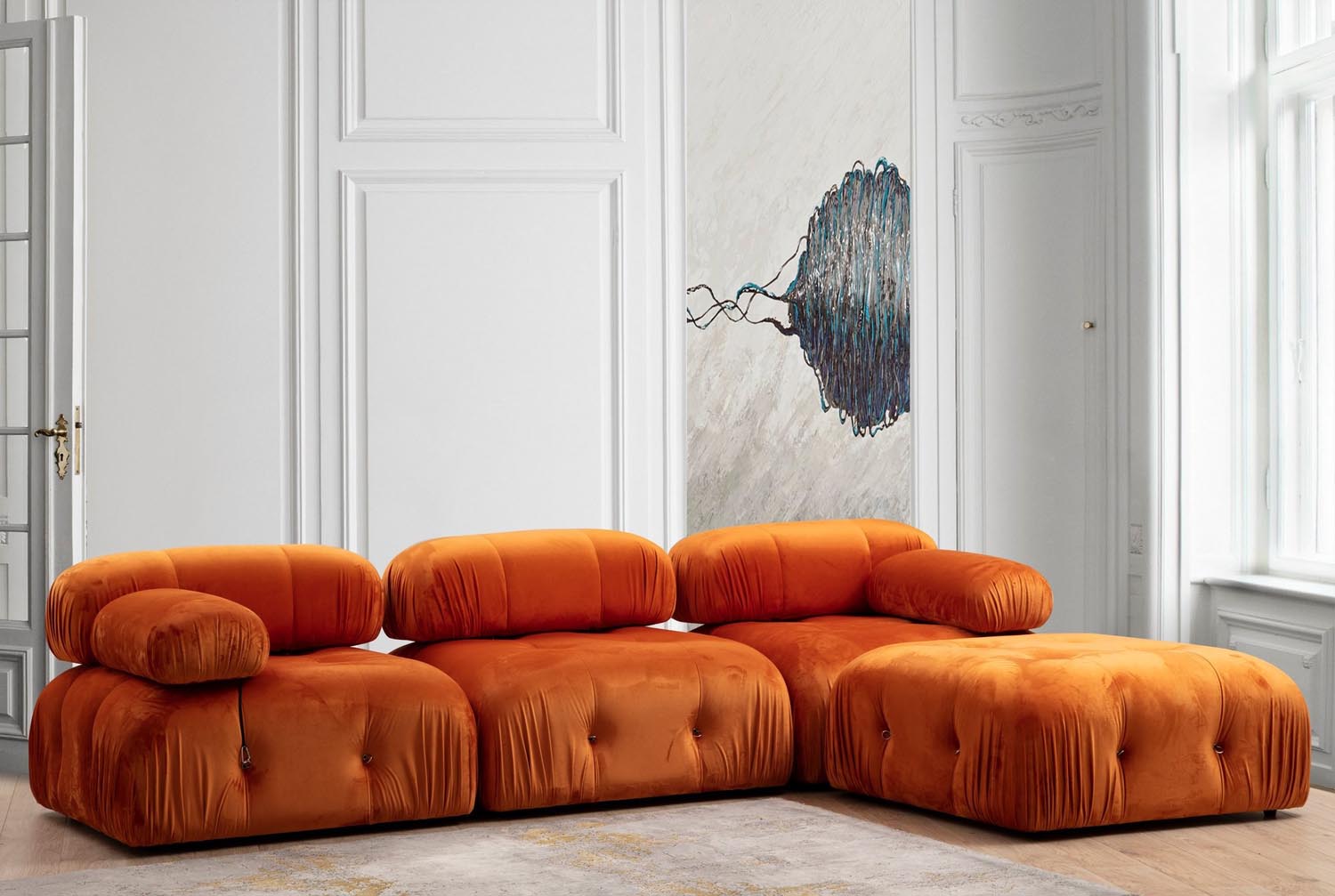 Entdecken Sie das Bubble 1R Sofa in strahlendem Orange von Atelier Del Sofa – ein stilvolles, modulares Möbelstück, das Komfort und Flexibilität vereint.
