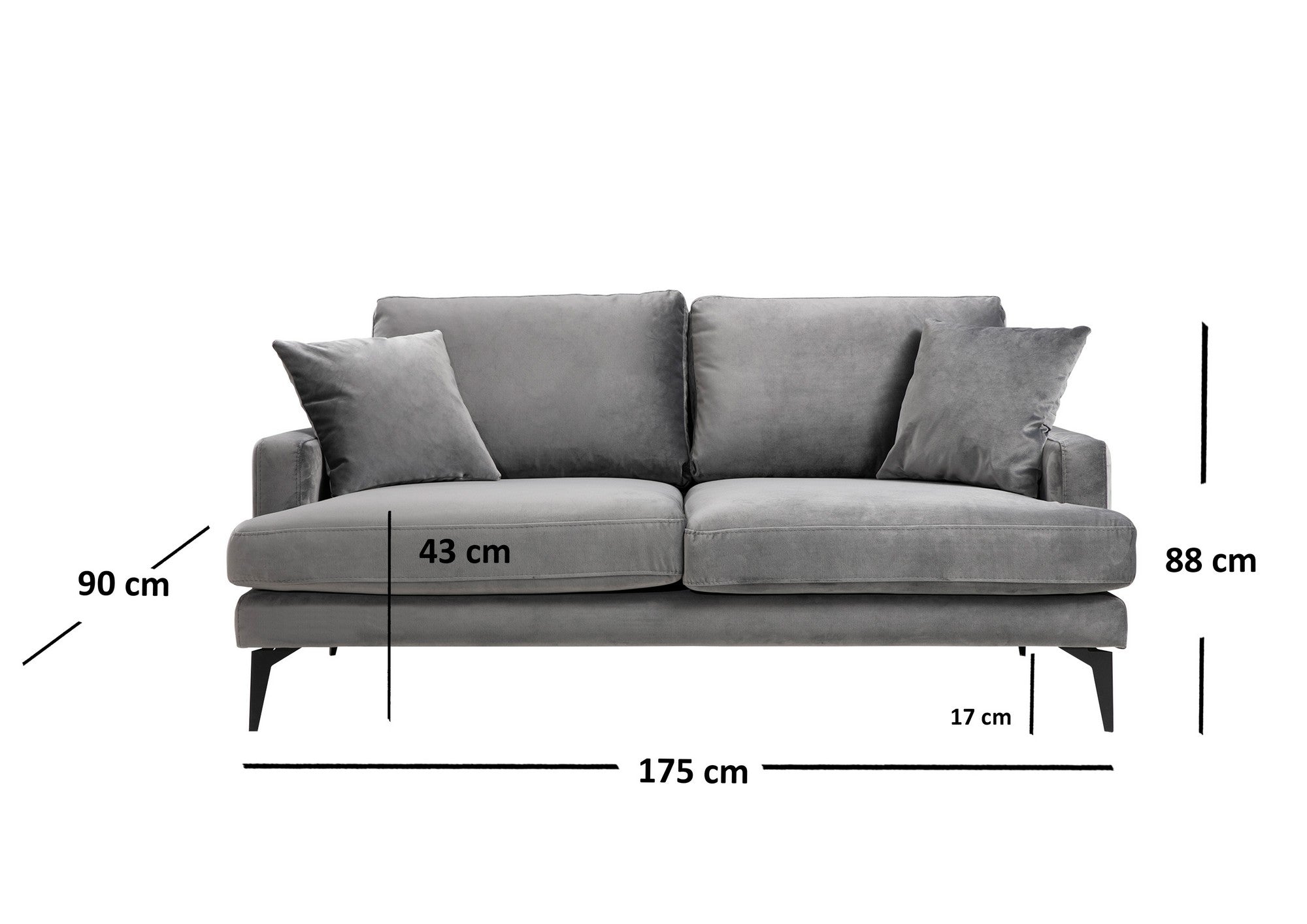 Genießen Sie mit dem Papira 2-Sitzer-Sofa in Grau von Atelier Del Sofa ultimativen Komfort und elegantes Design für Ihr Zuhause.