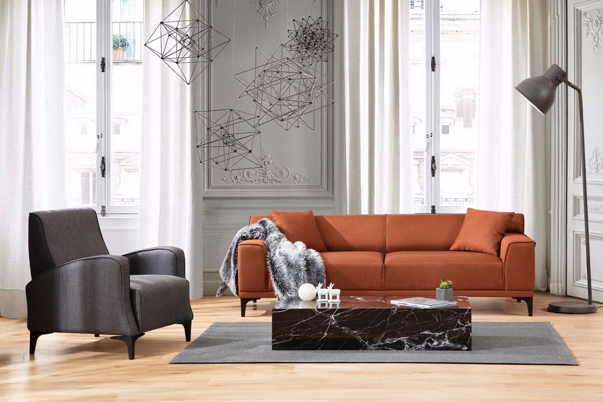 Petra 3 3er Sofa - Orange in Orange präsentiert im Onlineshop von KAQTU Design AG. 3er Sofa ist von Atelier Del Sofa