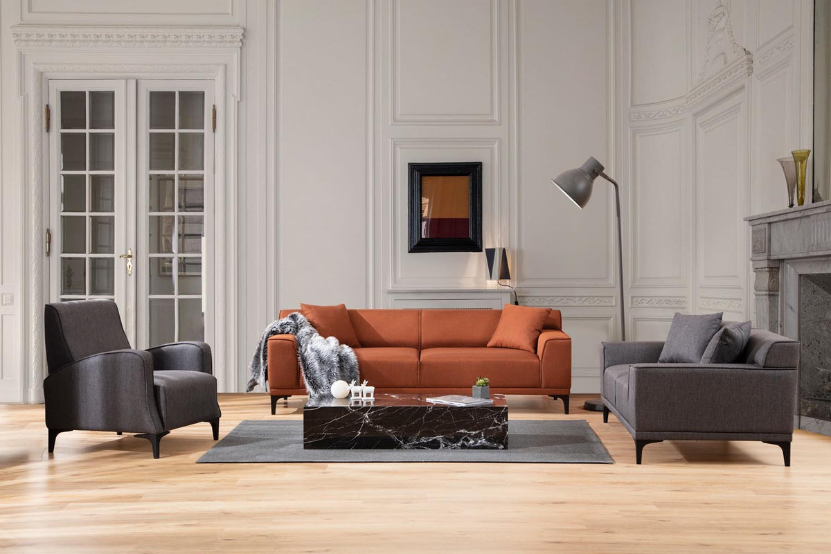 Petra 3 3er Sofa - Orange in Orange präsentiert im Onlineshop von KAQTU Design AG. 3er Sofa ist von Atelier Del Sofa