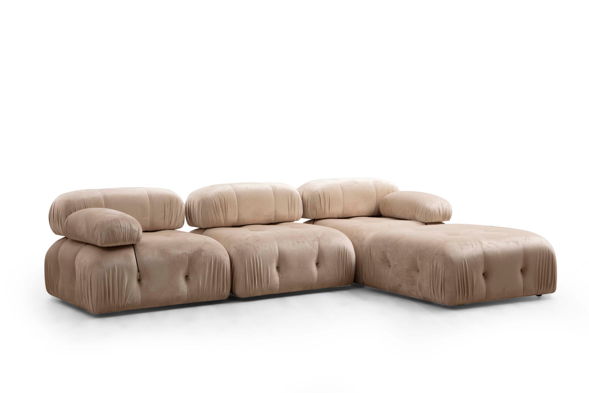 Bubble Corner ( L1-O1-1R -Puf) - Cream in Sahne präsentiert im Onlineshop von KAQTU Design AG. Ecksofa ist von Atelier Del Sofa