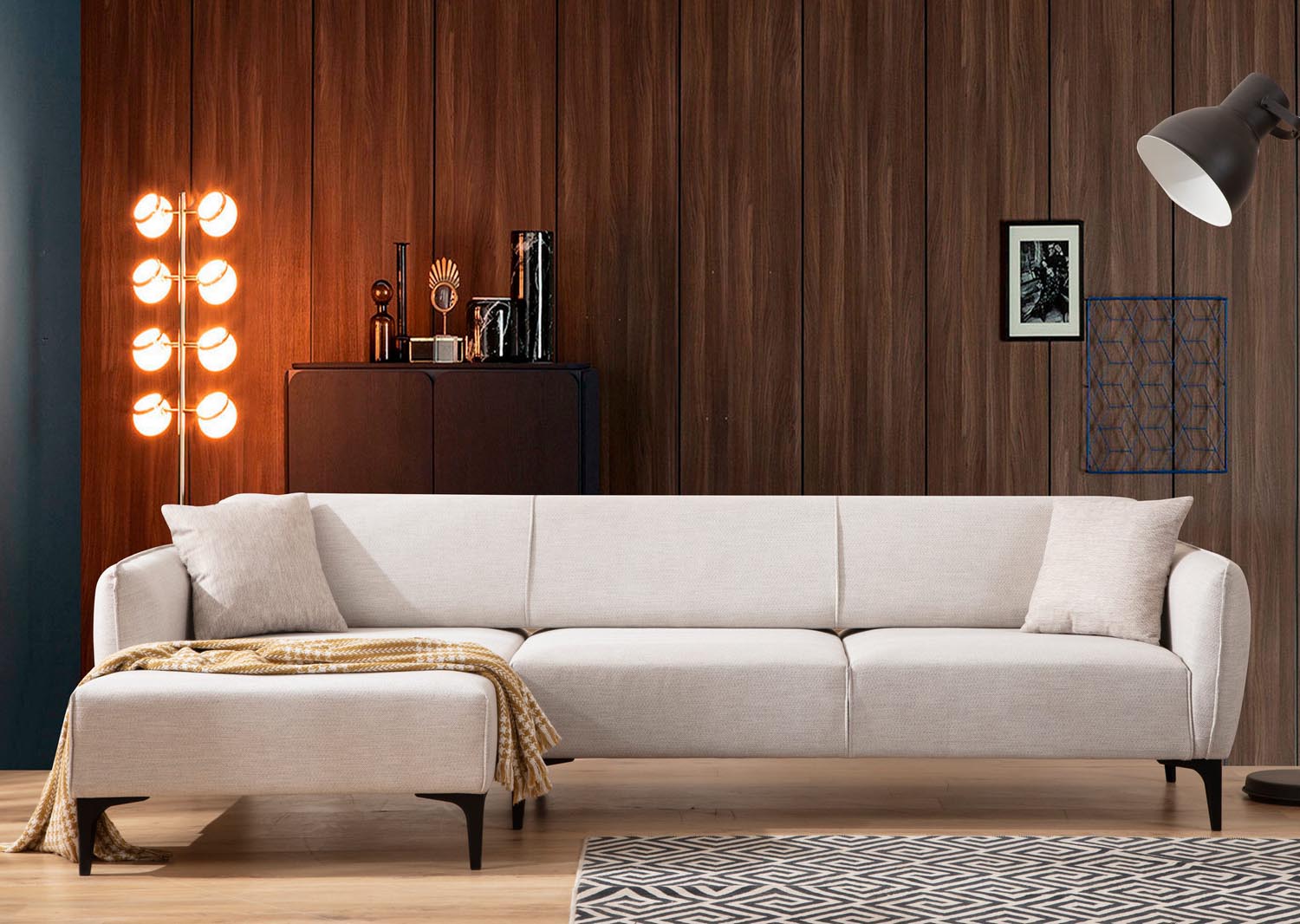 Erleben Sie das Belissimo Left Ecksofa in Off White von Atelier Del Sofa – stilvolles Design trifft auf höchsten Komfort für Ihr Wohnzimmer.