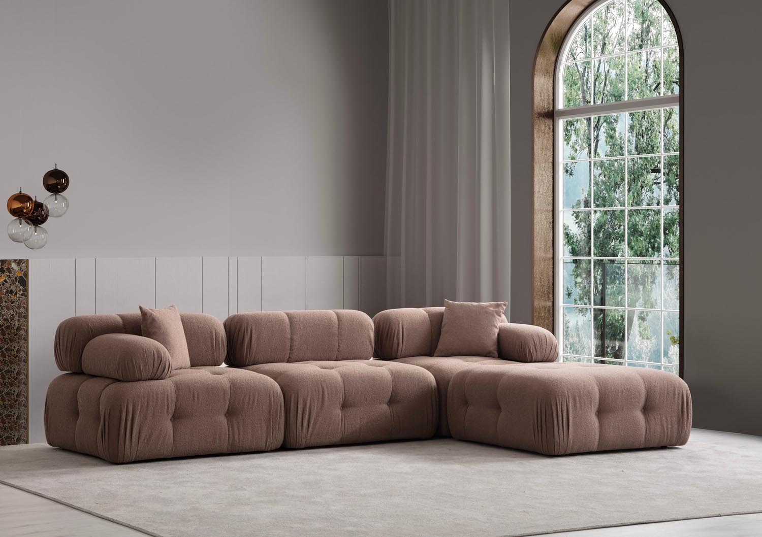Genießen Sie ultimativen Komfort mit dem Doblo 3-Sitzer Ecksofa in Cappuccino. Stilvolles Design und hochwertige Materialien für Ihr Wohnzimmer!