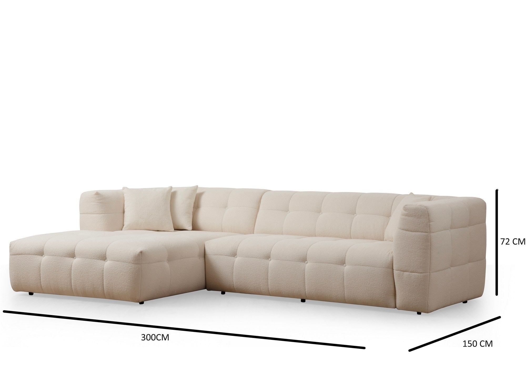 Entdecken Sie das Cady 3-Sitzer Ecksofa in Beige von Atelier Del Sofa – ein elegantes Design, das Komfort und Langlebigkeit für Ihr Zuhause bietet.