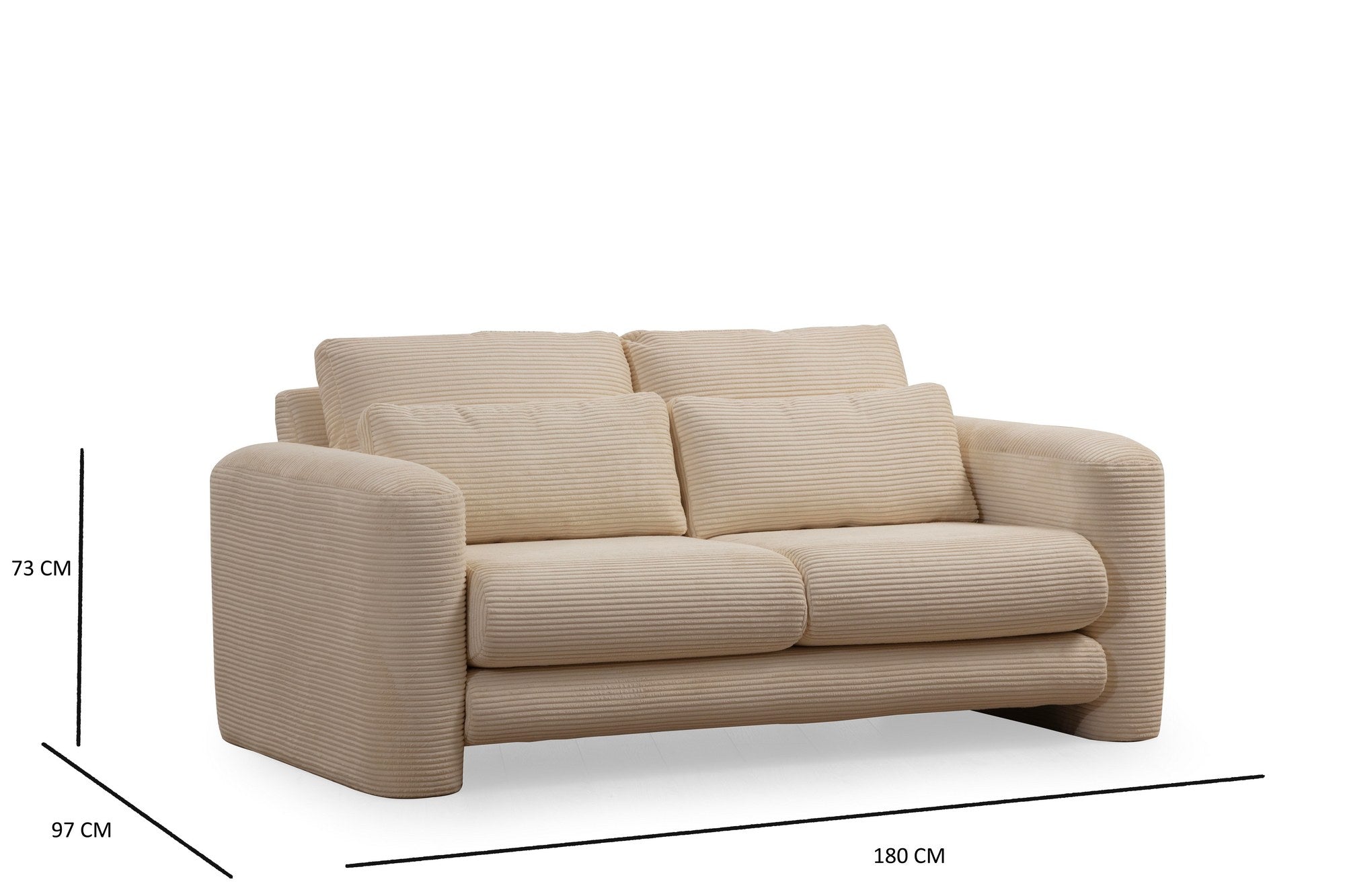 Entdecken Sie das Lily Beige 2er Sofa von Atelier Del Sofa – ein stilvolles Möbelstück, das Komfort und Eleganz in Ihr Zuhause bringt.