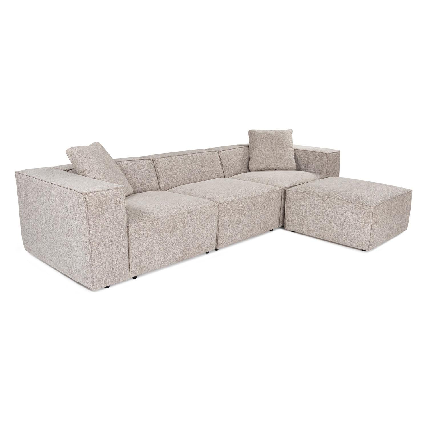 Lora (L1-O1-1R-POUFFE ) - Mocha in Mokka präsentiert im Onlineshop von KAQTU Design AG. Ecksofa ist von Atelier Del Sofa