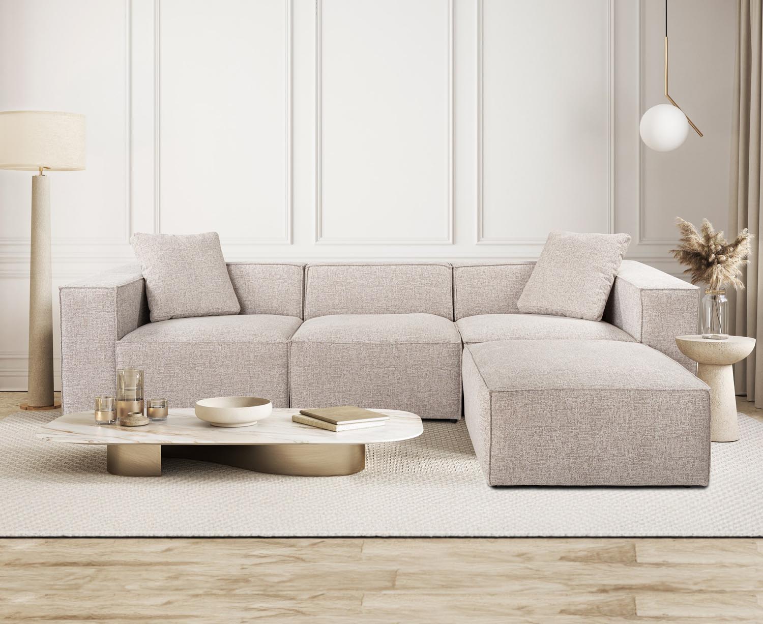 Entdecken Sie das elegante Ecksofa Lora in Mokka von Atelier Del Sofa – der Inbegriff von Komfort und Stil für Ihr Zuhause.