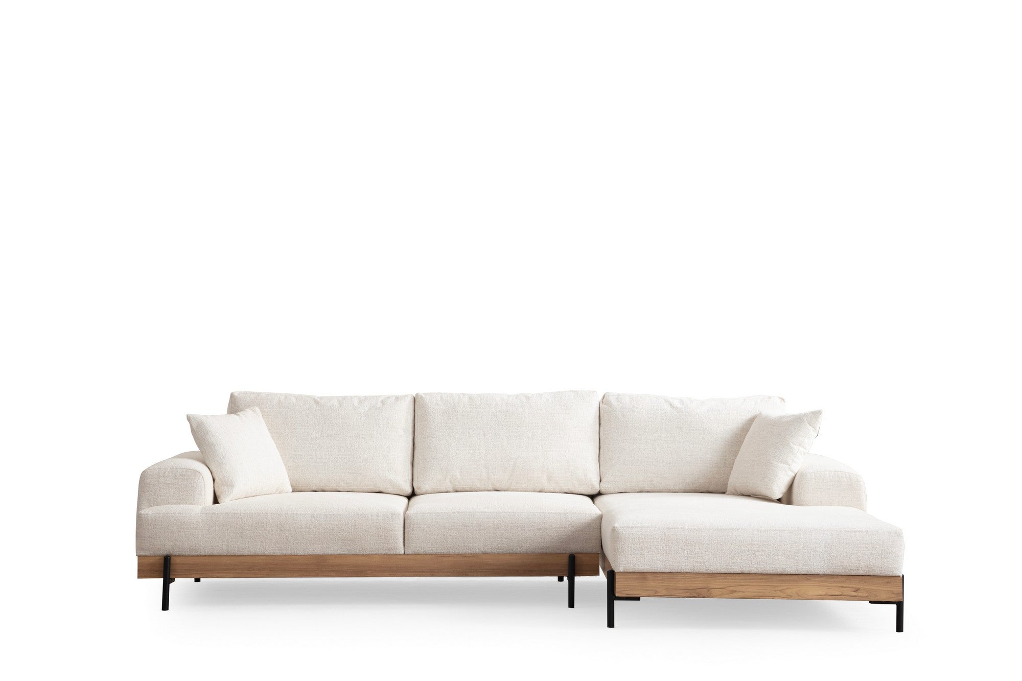 Eti Oak Right - White in Weiss präsentiert im Onlineshop von KAQTU Design AG. Ecksofa ist von Atelier Del Sofa
