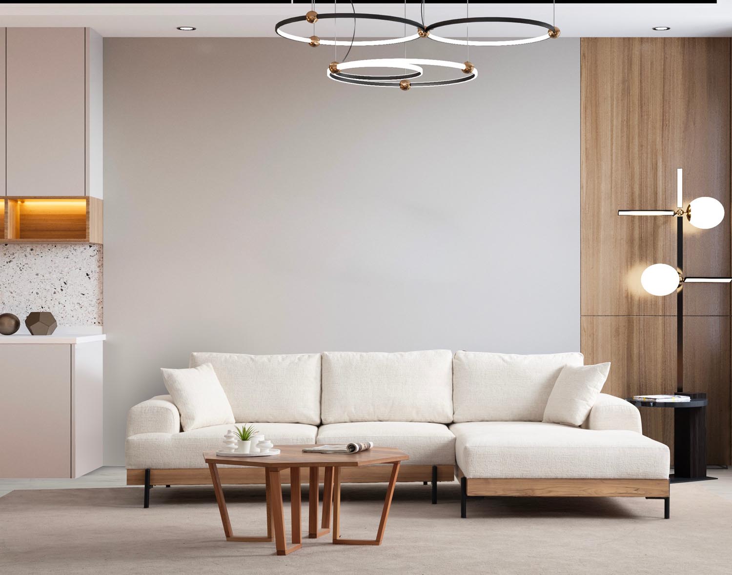 Entdecken Sie das elegante Eti Oak Right Ecksofa in Weiß von Atelier Del Sofa – stilvoll, komfortabel und perfekt für jedes Zuhause.