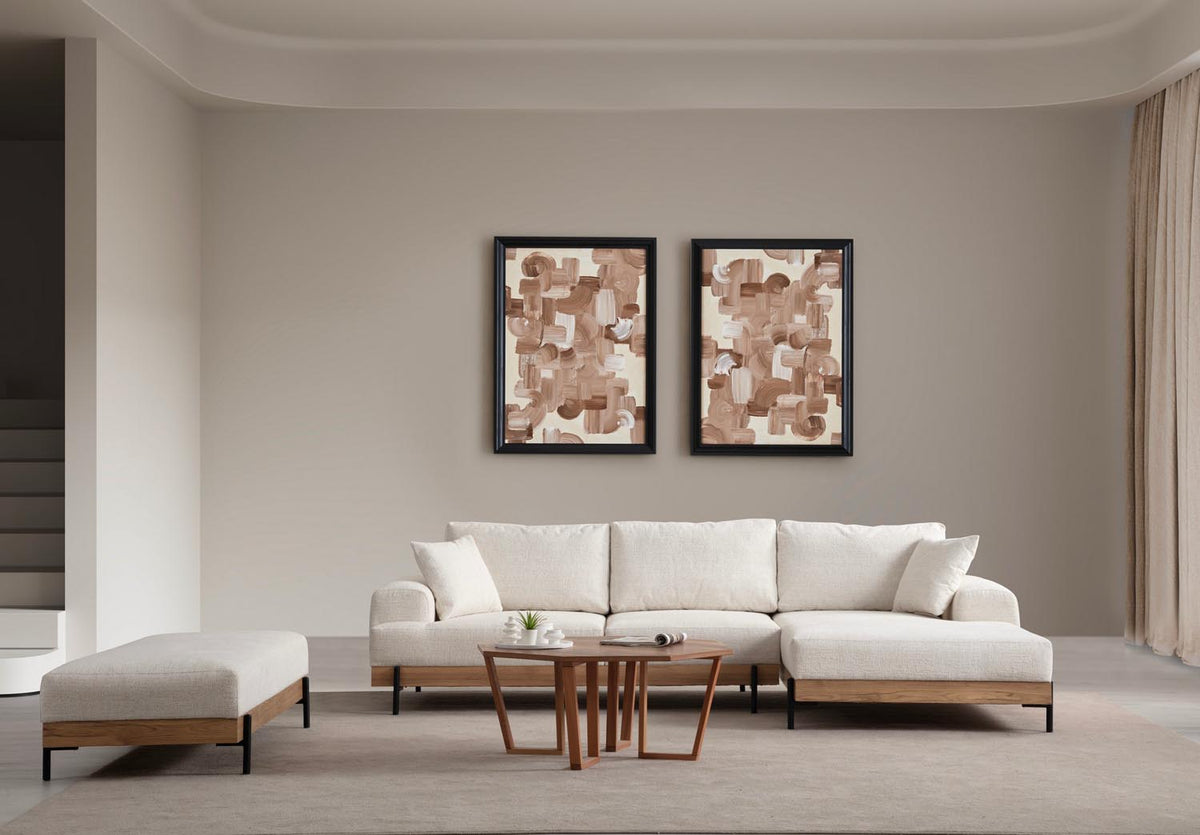 Eti Oak Right Ecksofa - Weiss in Weiss präsentiert im Onlineshop von KAQTU Design AG. L-Sofa rechts ist von Atelier Del Sofa