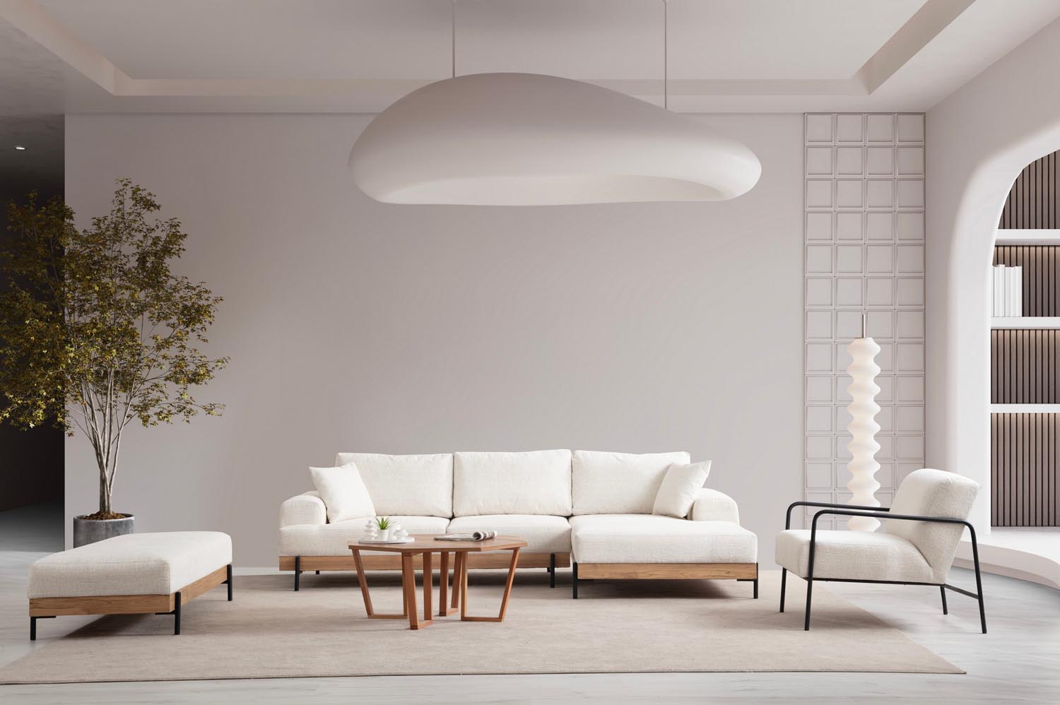 Entdecken Sie das elegante Eti Oak Right Ecksofa in Weiß von Atelier Del Sofa – der perfekte Mix aus modernem Design und unvergleichlichem Komfort für Ihr Zuhause.