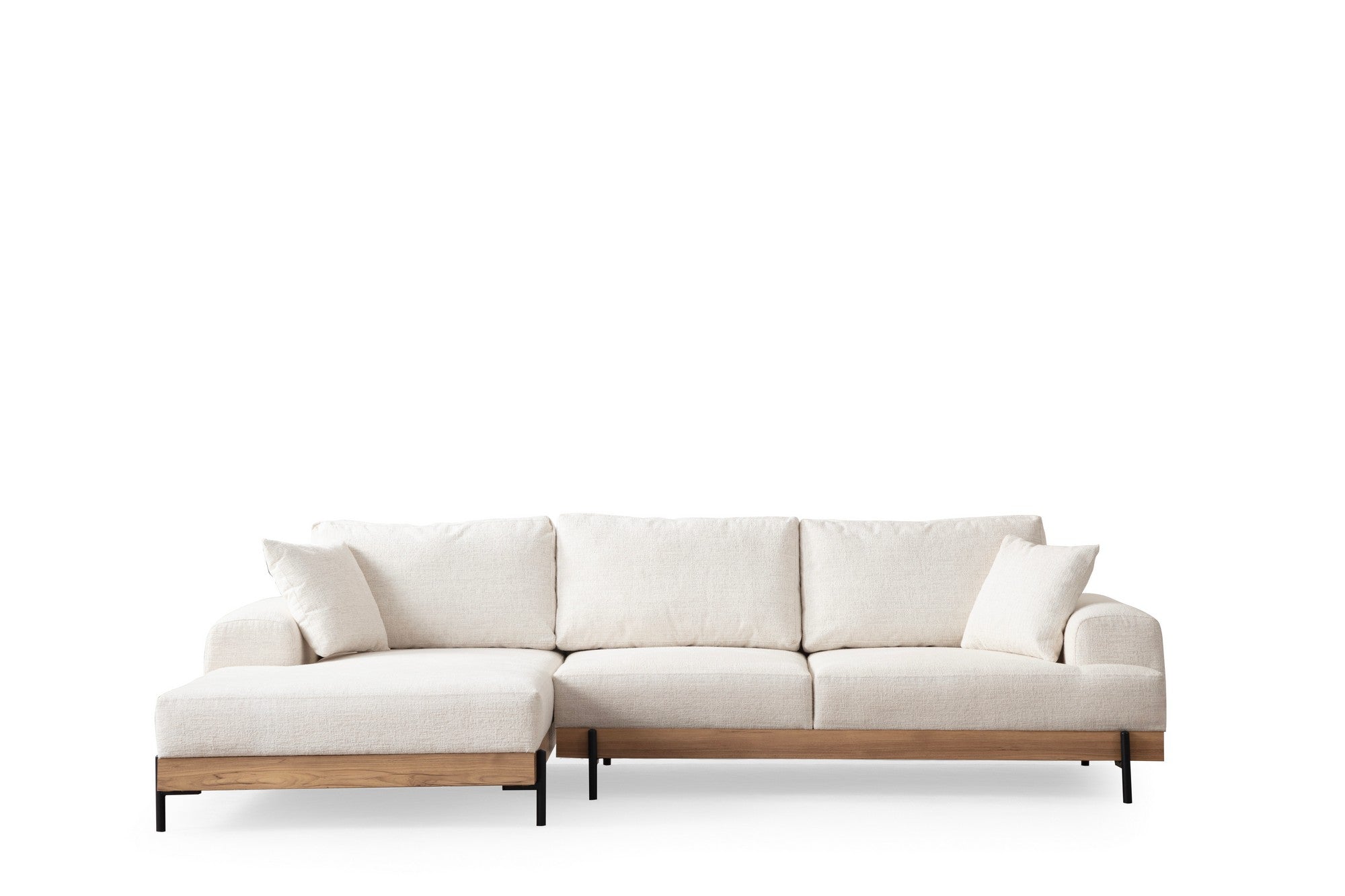 Eti Oak Left - White in Weiss präsentiert im Onlineshop von KAQTU Design AG. Ecksofa ist von Atelier Del Sofa