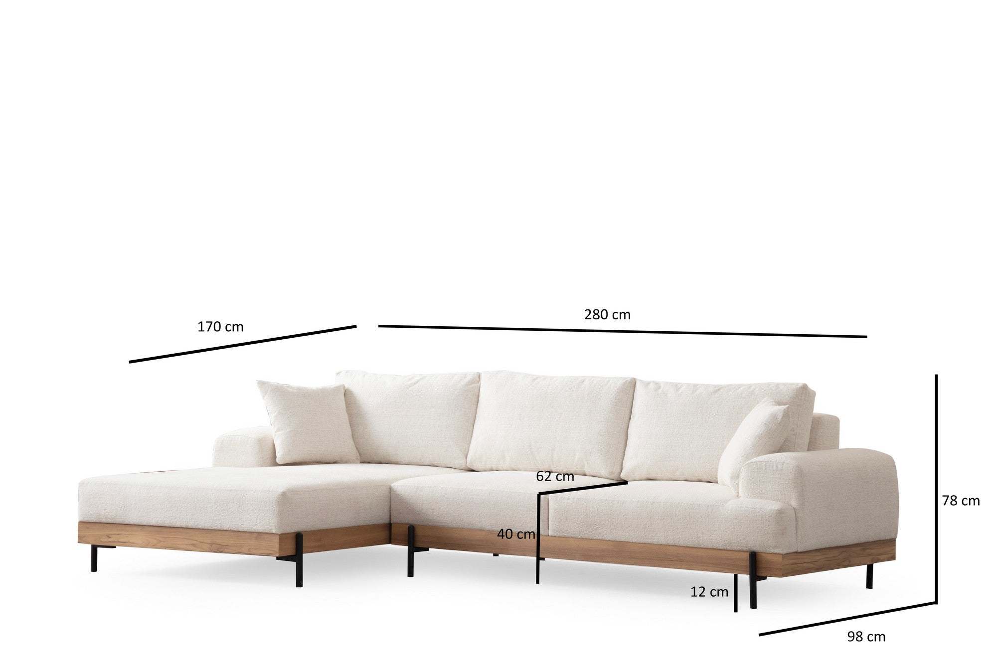 Genießen Sie ultimativen Komfort mit dem Eti Oak Left Ecksofa in Weiß. Stilvolles Design und hochwertige Materialien für Ihr Zuhause.